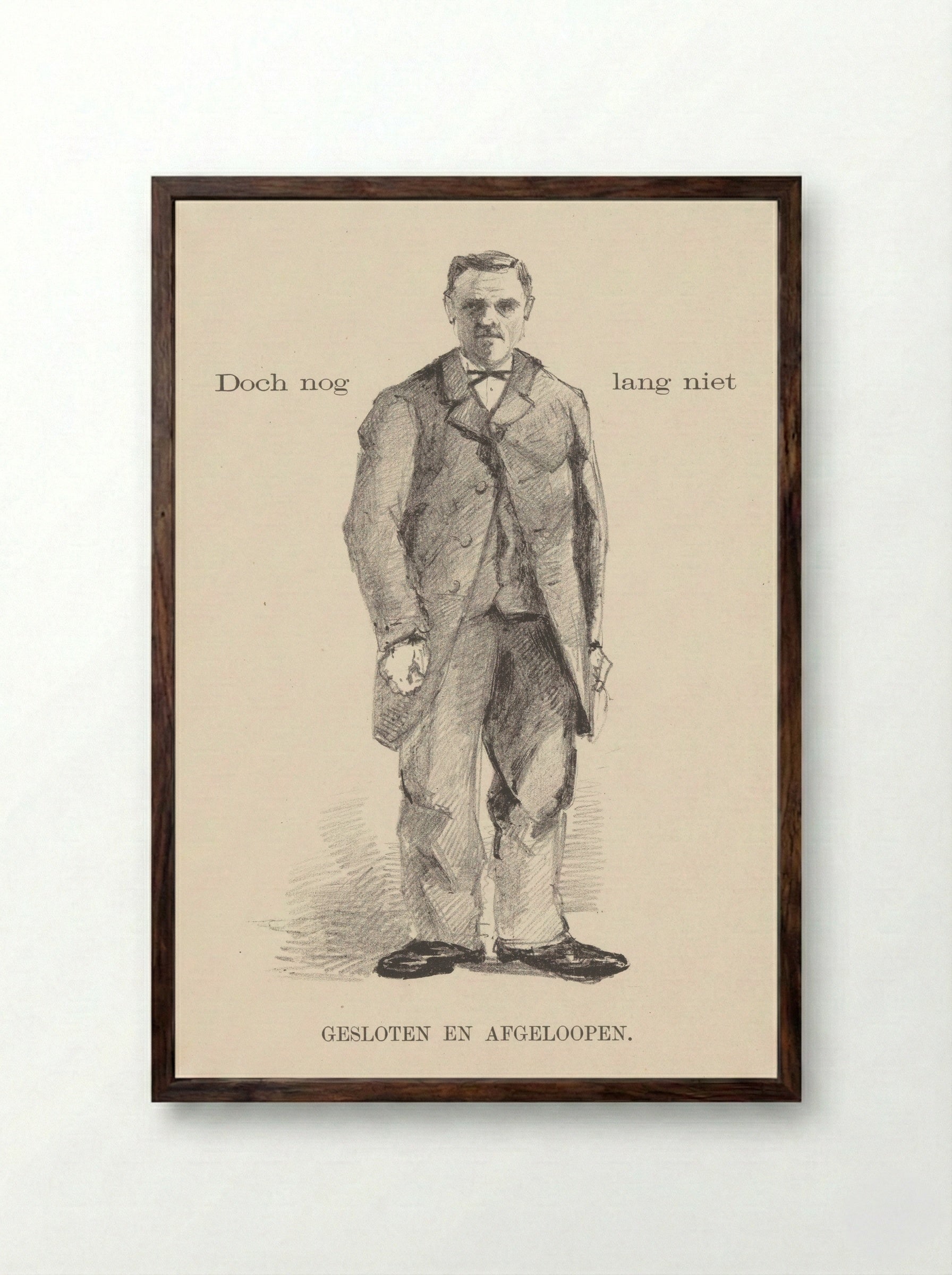 Staande man in overjas - Theo van Hoytema - Framed Print Dark Wood