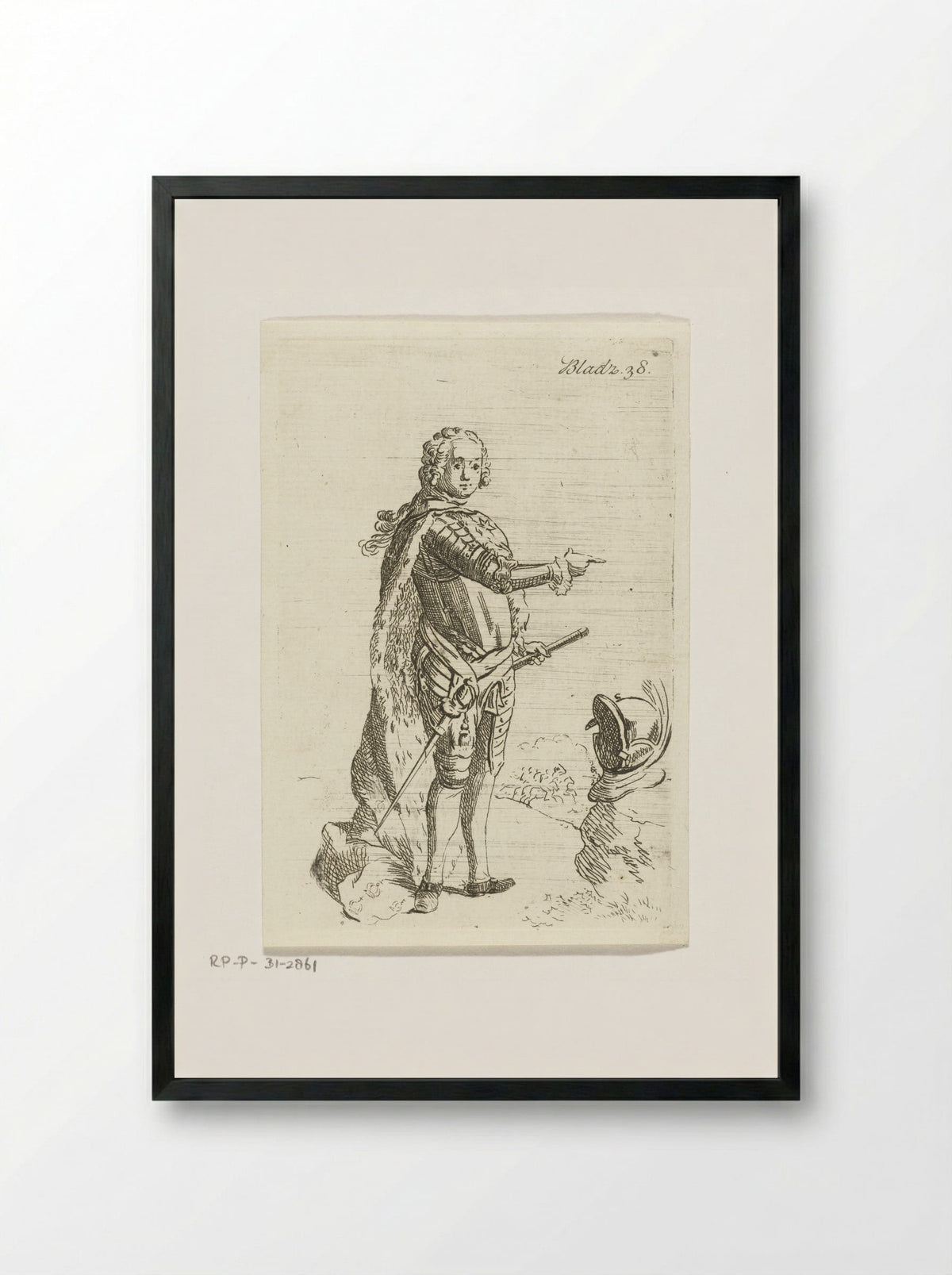 Staande man in wapenrusting - Anthonie van den Bos - Framed Print Black
