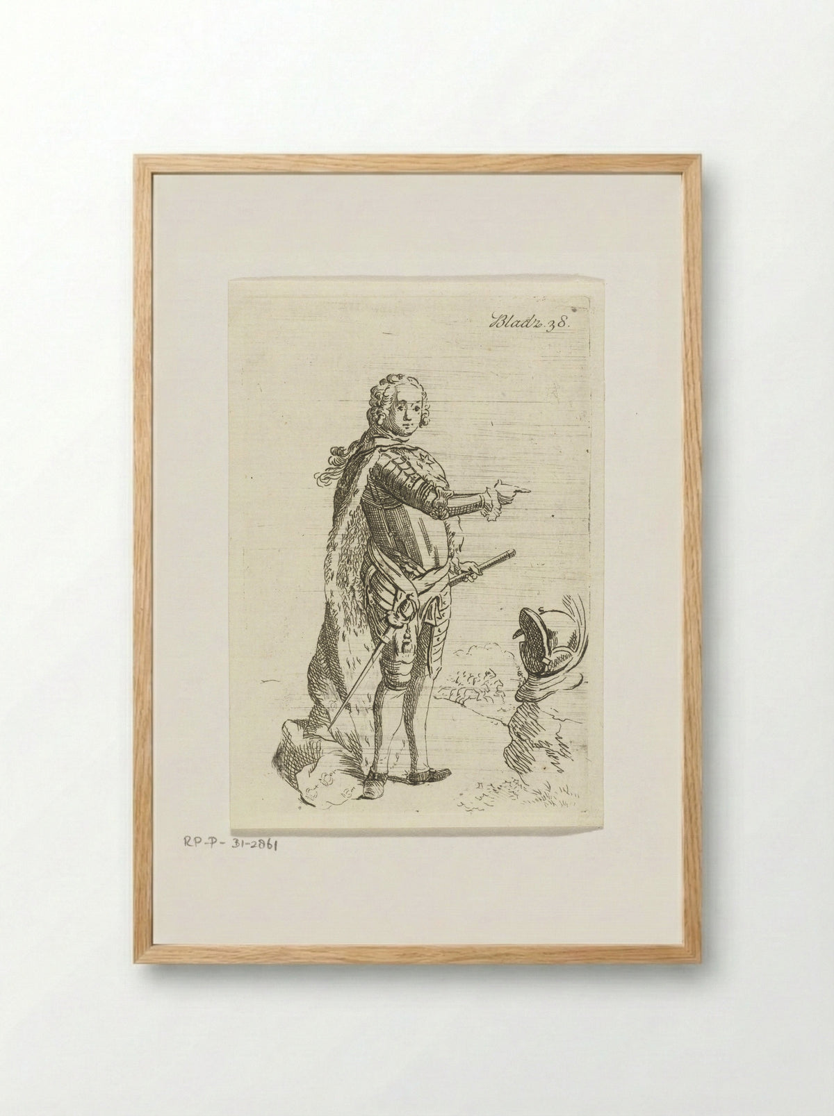 Staande man in wapenrusting - Anthonie van den Bos - Framed Print Wood