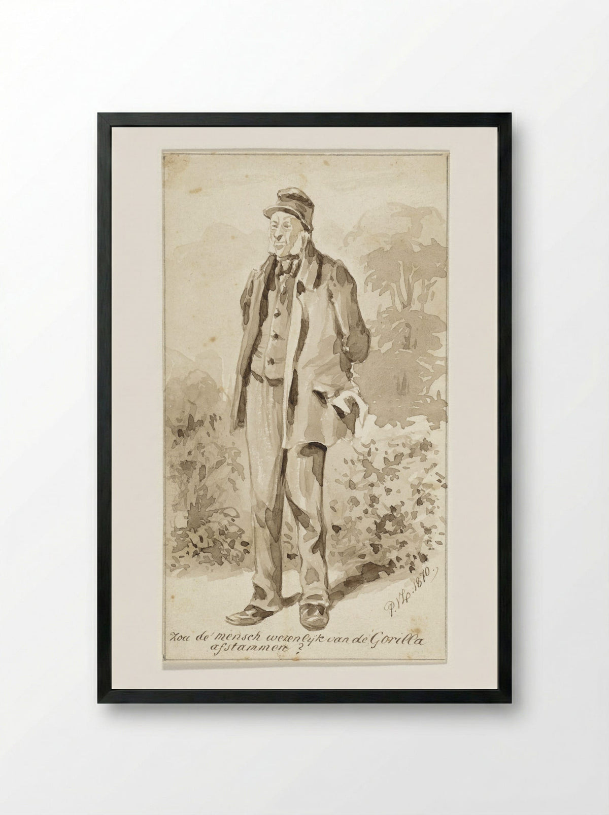 Staande man met bakkebaarden - Pieter van Loon - Framed Print Black