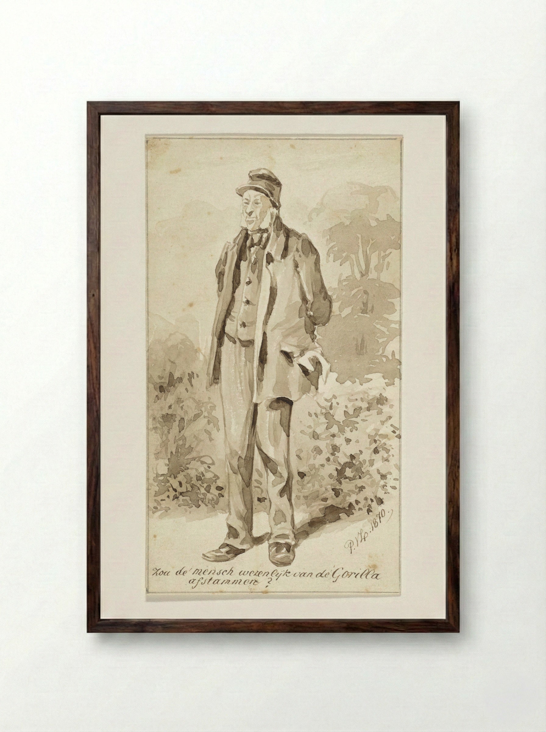 Staande man met bakkebaarden - Pieter van Loon - Framed Print Dark Wood