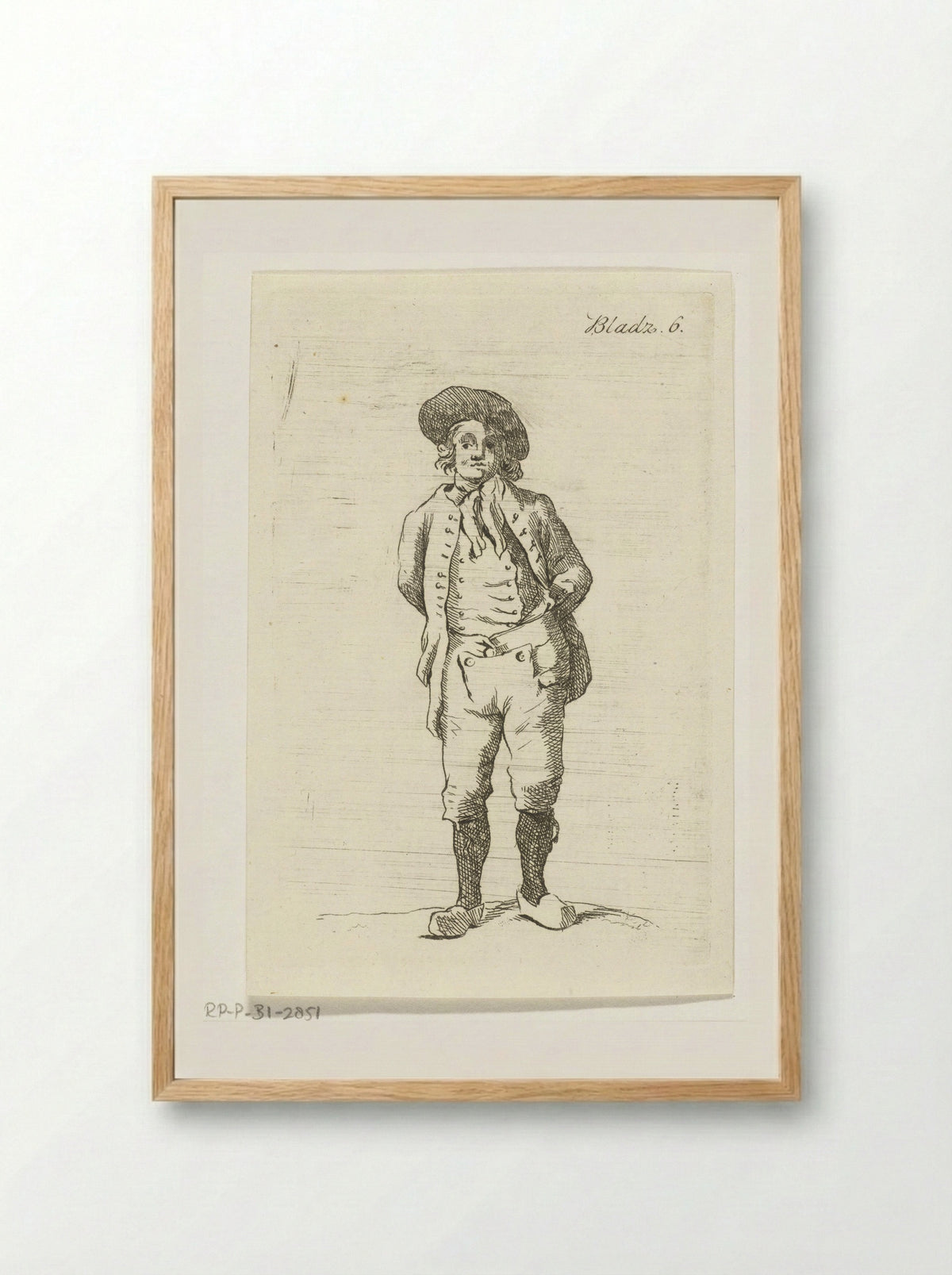 Staande man met klompen aan - Anthonie van den Bos - Framed Print Wood