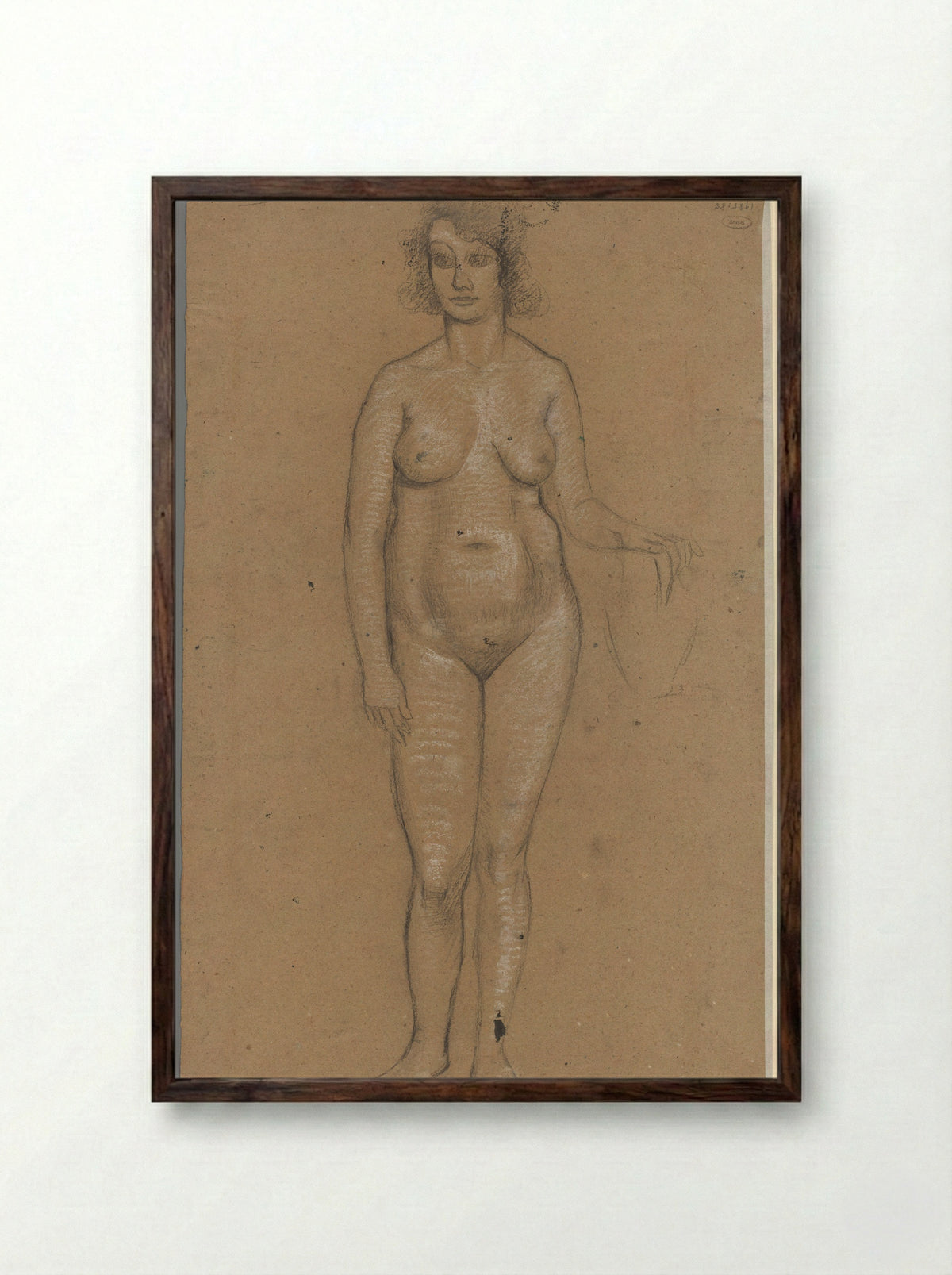Staande naakte vrouw - Roelf Gerbrands - Framed Print Dark Wood