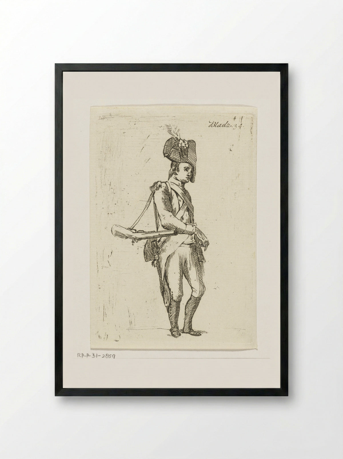 Staande soldaat met geweer - Anthonie van den Bos - Framed Print Black