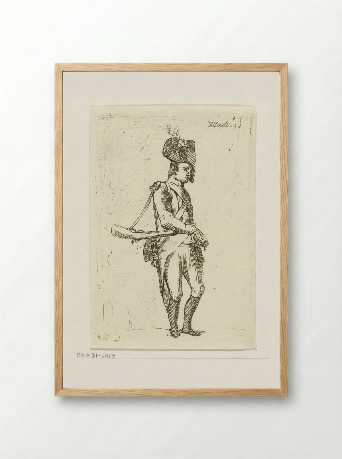 Staande soldaat met geweer - Anthonie van den Bos - Framed Print Wood