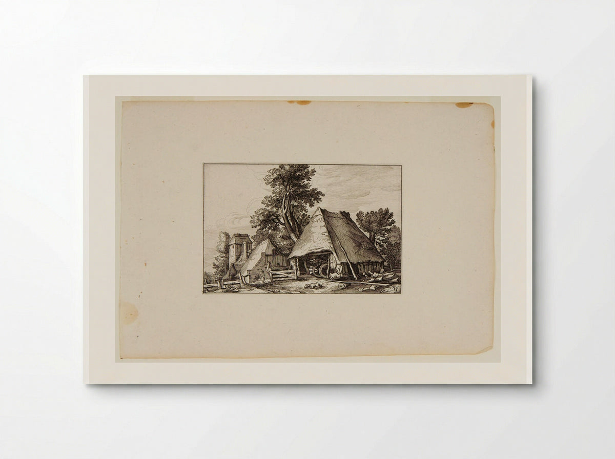 Stable with Wagon Inside, Farm Buildings to Left - Claes Jansz. Visscher - Poster