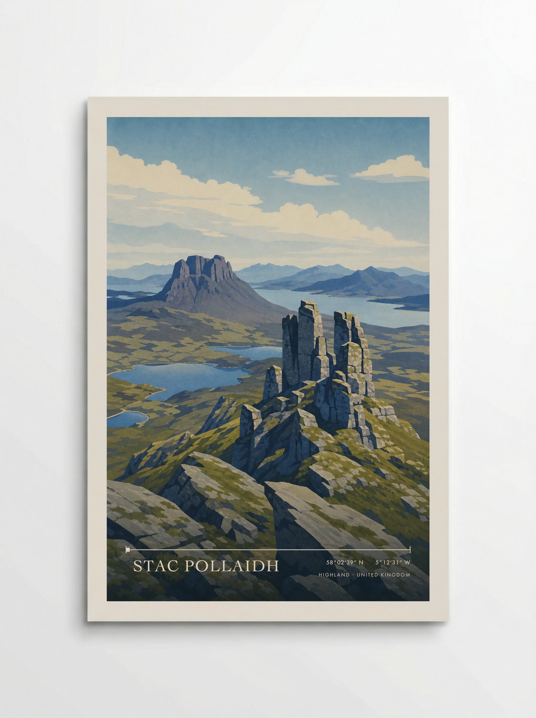 Stac Pollaidh Highland United Kingdom Travel Poster - Poster