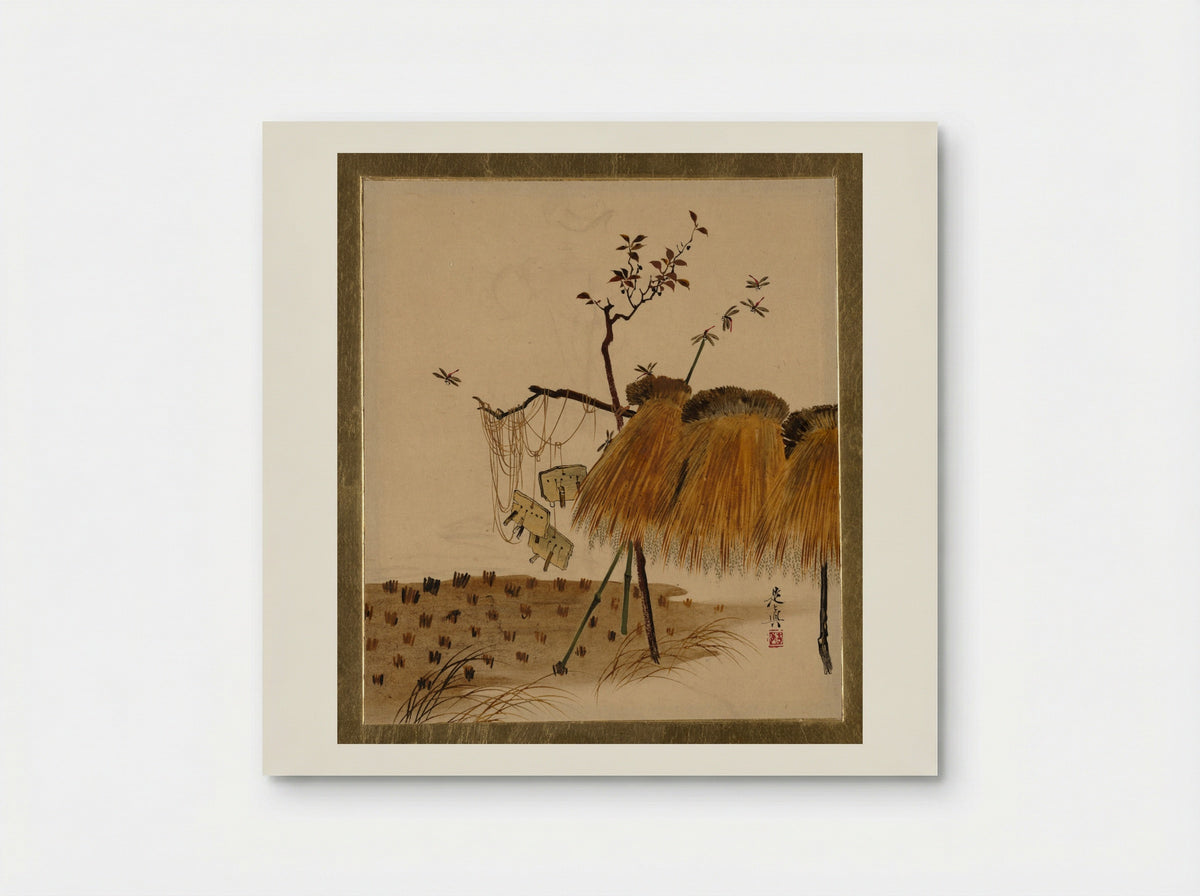 Stack of Rice and Dragonflies - Shibata Zeshin - Poster