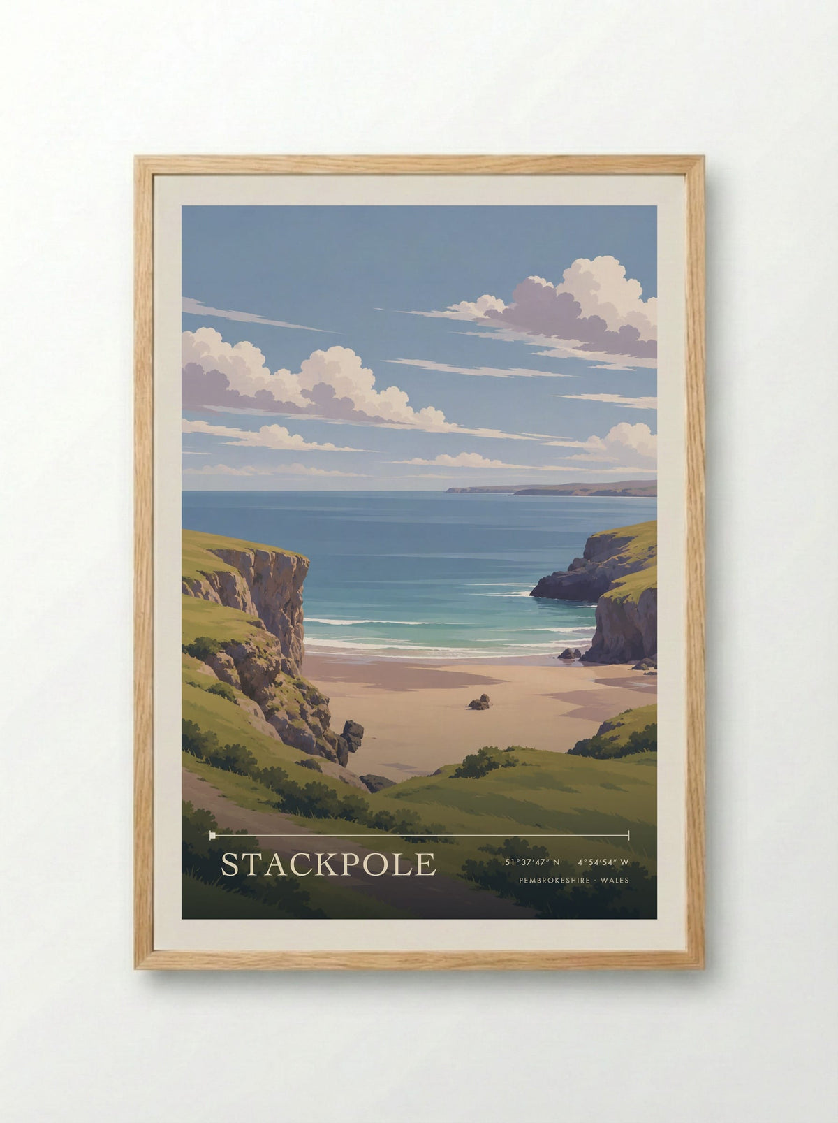 Stackpole, Pembrokeshire | Travel Poster - Framed Print Wood