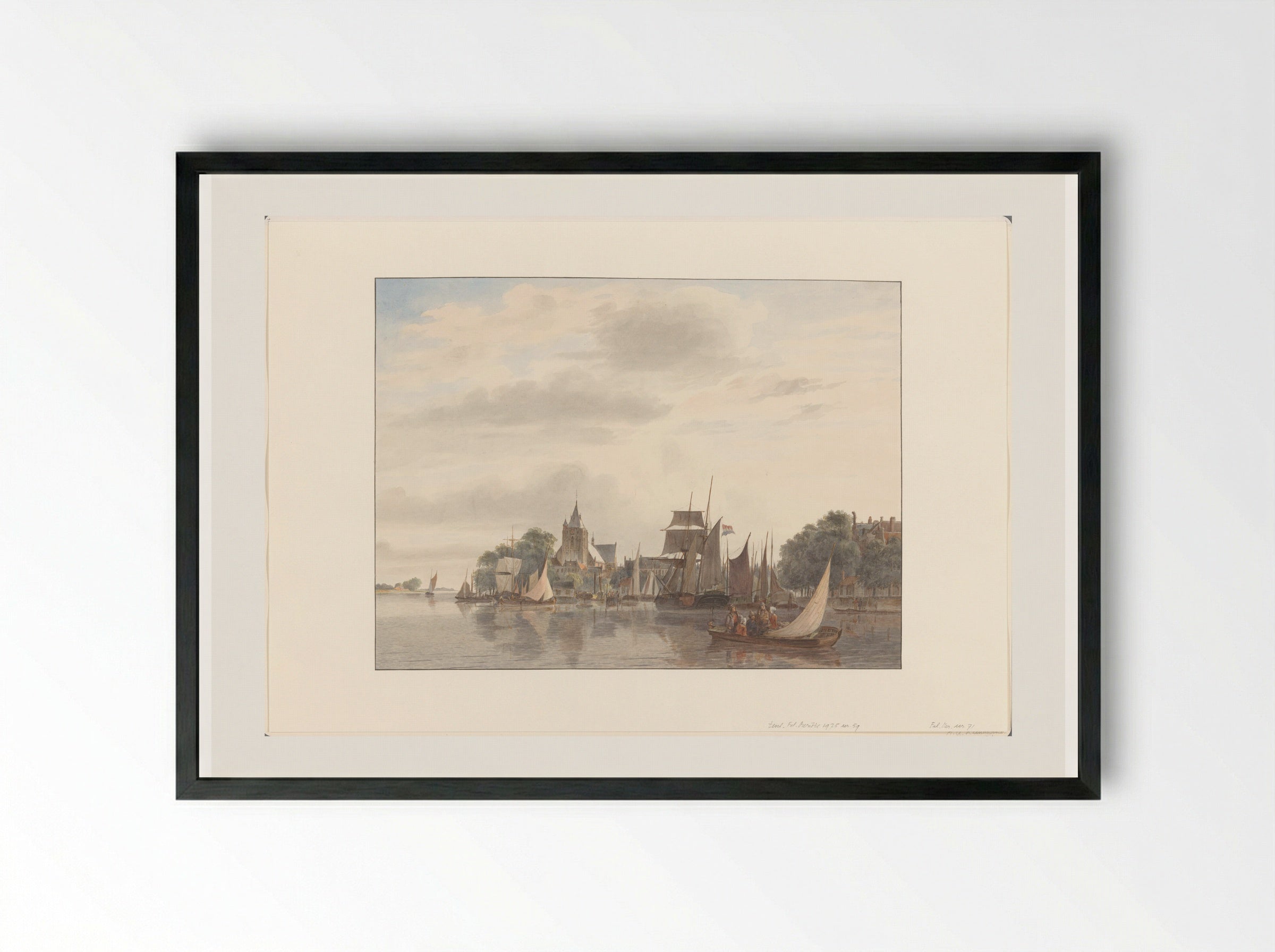 Stad aan het water - Hendrik Abraham Klinkhamer - Framed Print Black