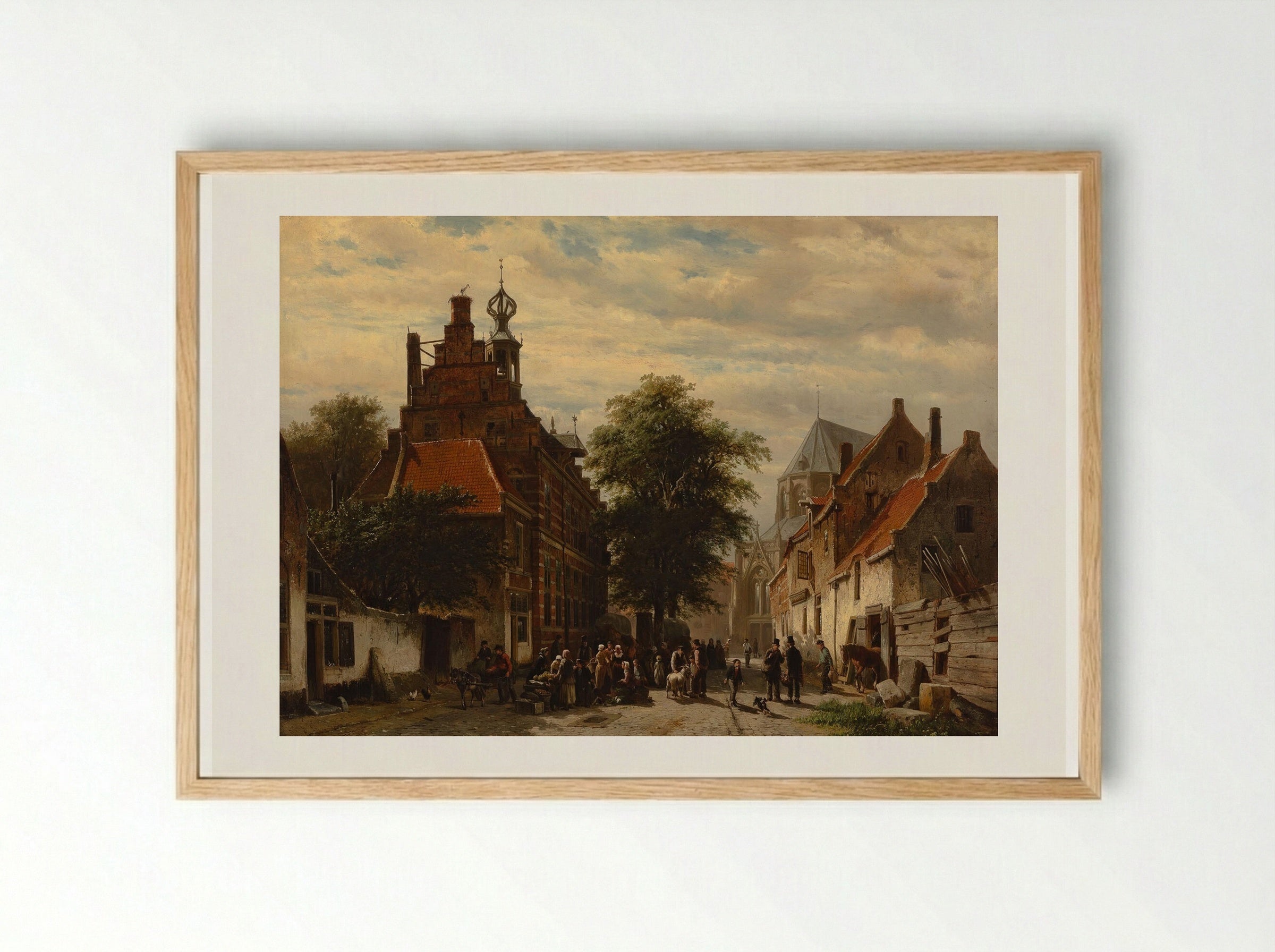 Stadhuis en Markt te Naarden - Cornelis Springer - Framed Print Wood