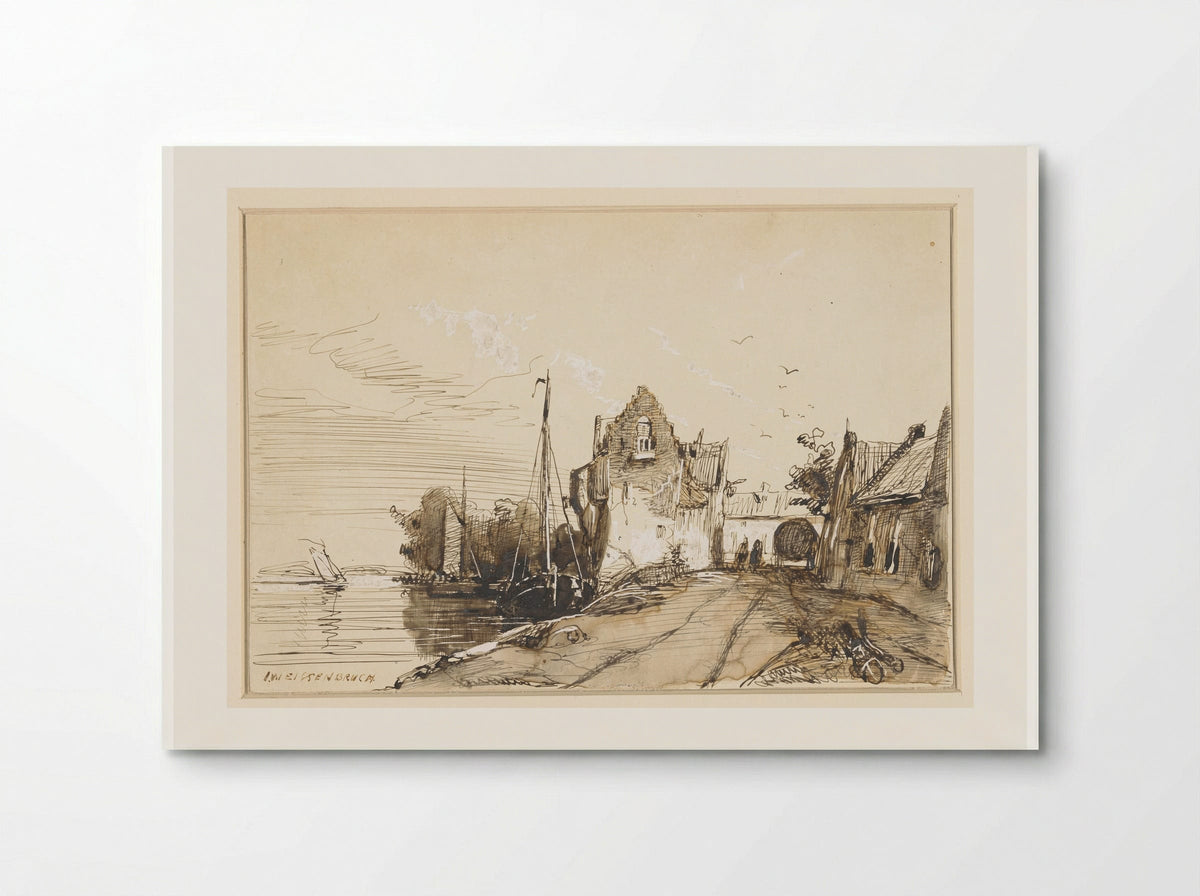 Stadje aan een rivier - Jan Weissenbruch - Poster