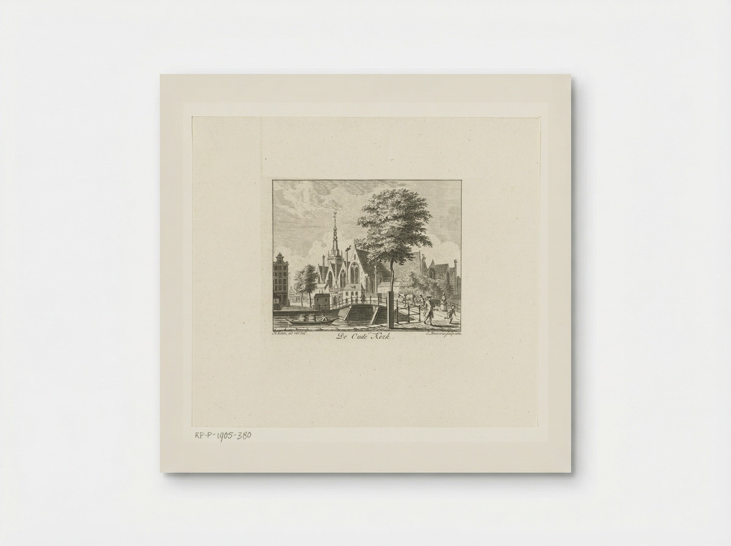 Stadsgezicht met Oude Kerk te Amsterdam - Cornelis Brouwer - Poster