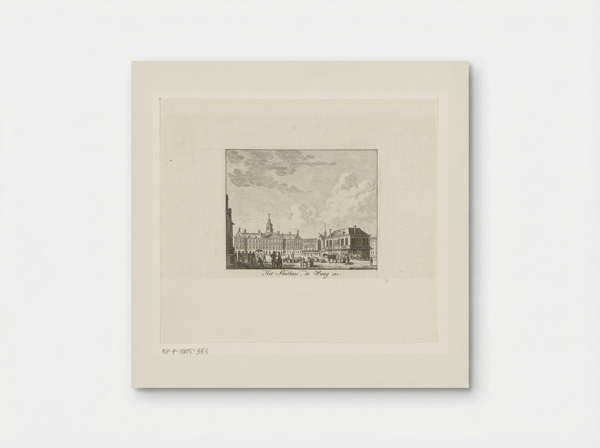 Stadsgezicht met stadhuis en de Waag te Amsterdam - Cornelis Brouwer - Poster