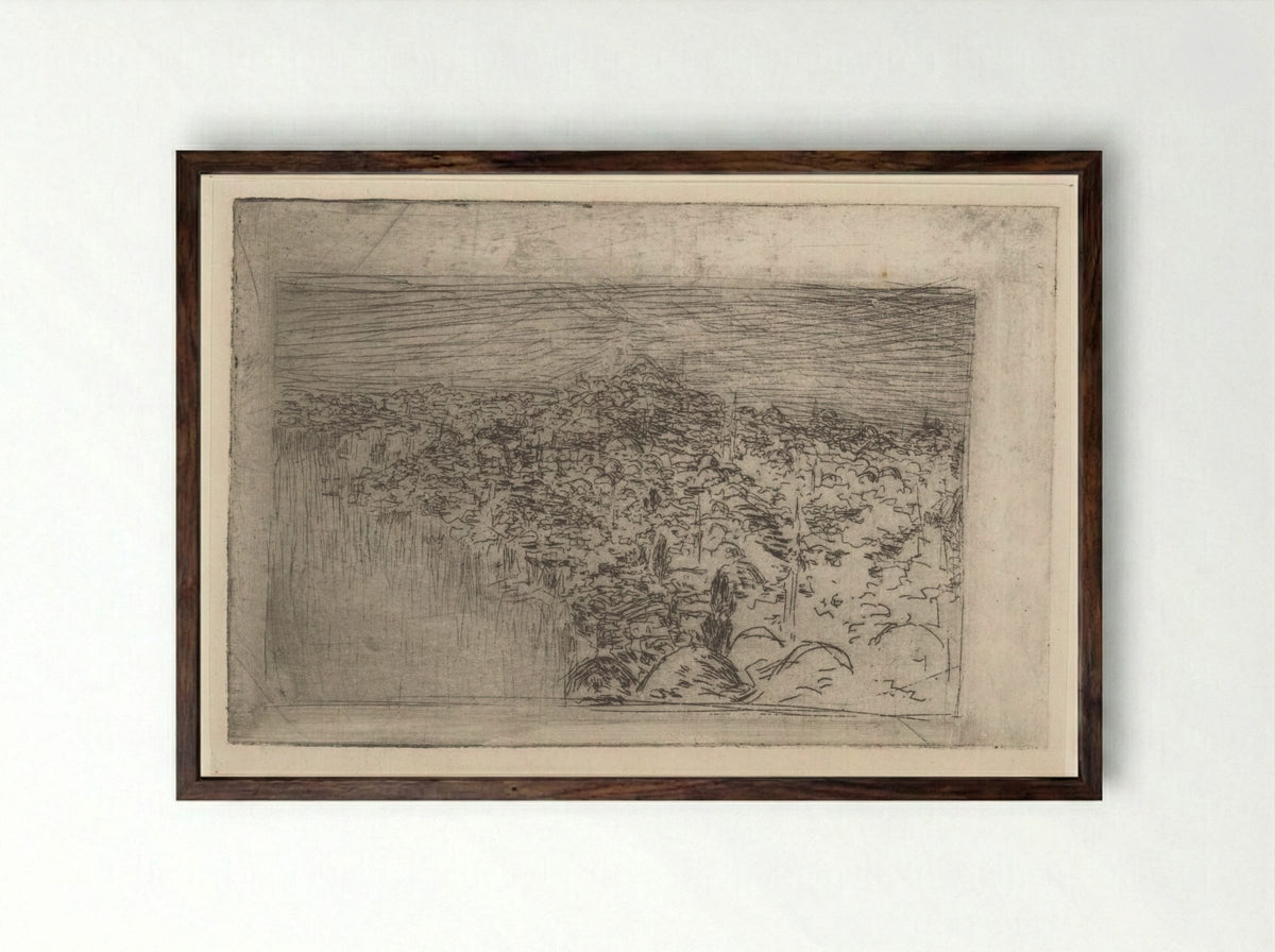 Stadsgezicht op Constantinopel - Marius Bauer - Framed Print Dark Wood
