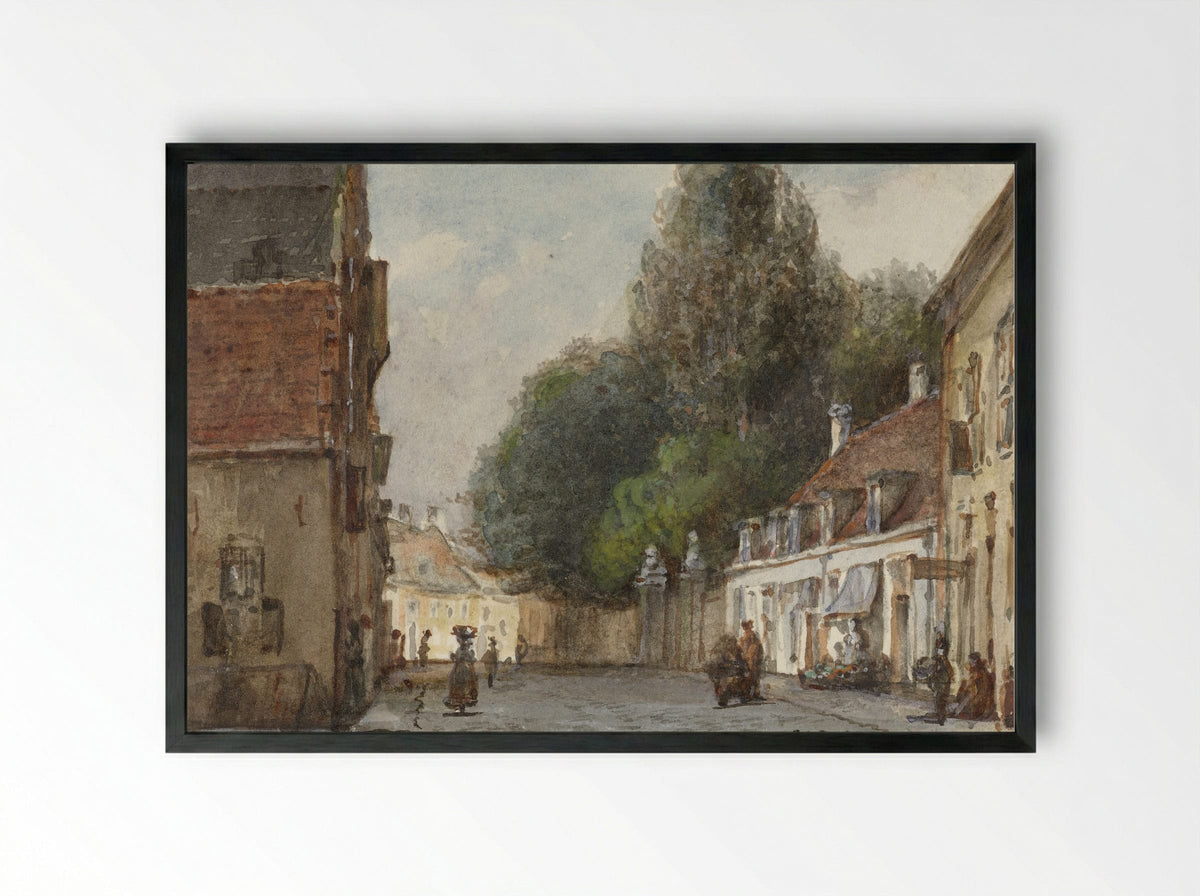 Stadsgezicht - Carel Jacobus Behr - Framed Print Black