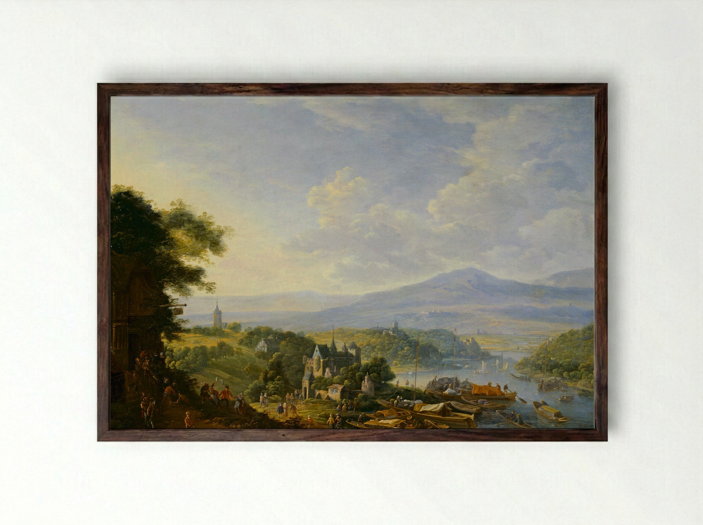 Stadshuizen boven een gracht - Jan Griffier (I) - Framed Print Dark Wood