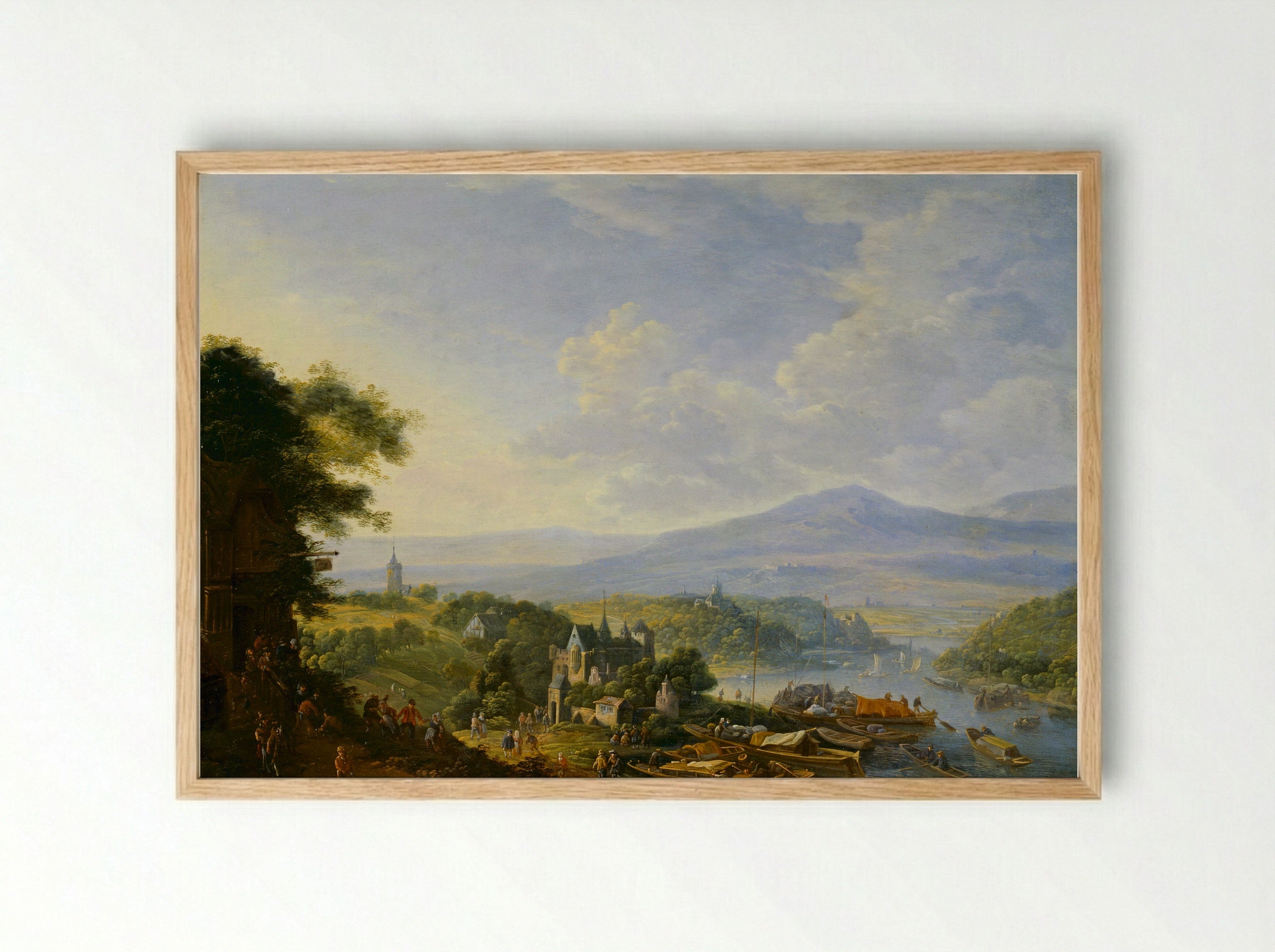 Stadshuizen boven een gracht - Jan Griffier (I) - Framed Print Wood