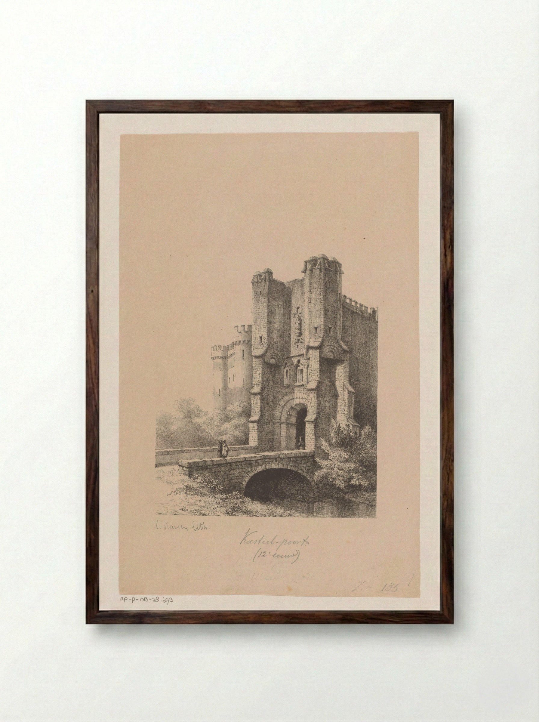 Stadspoort in de dertiende eeuw - Kasparus Karsen - Framed Print Dark Wood