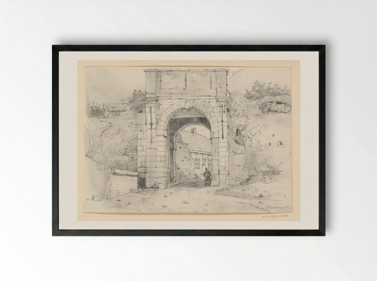 Stadspoort te Arnemuiden - Willem Anthonie van Deventer - Framed Print Black