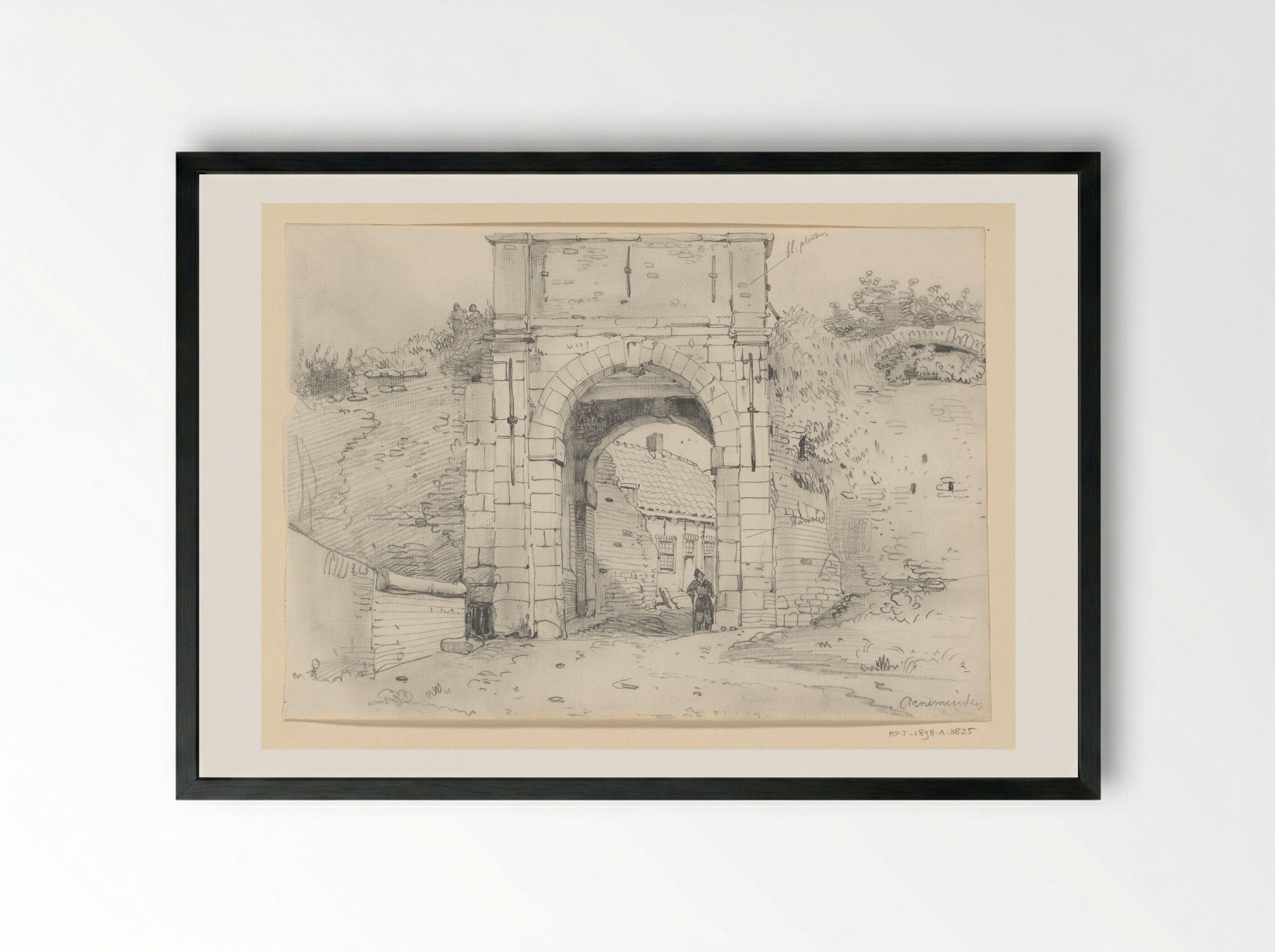 Stadspoort te Arnemuiden - Willem Anthonie van Deventer - Framed Print Black