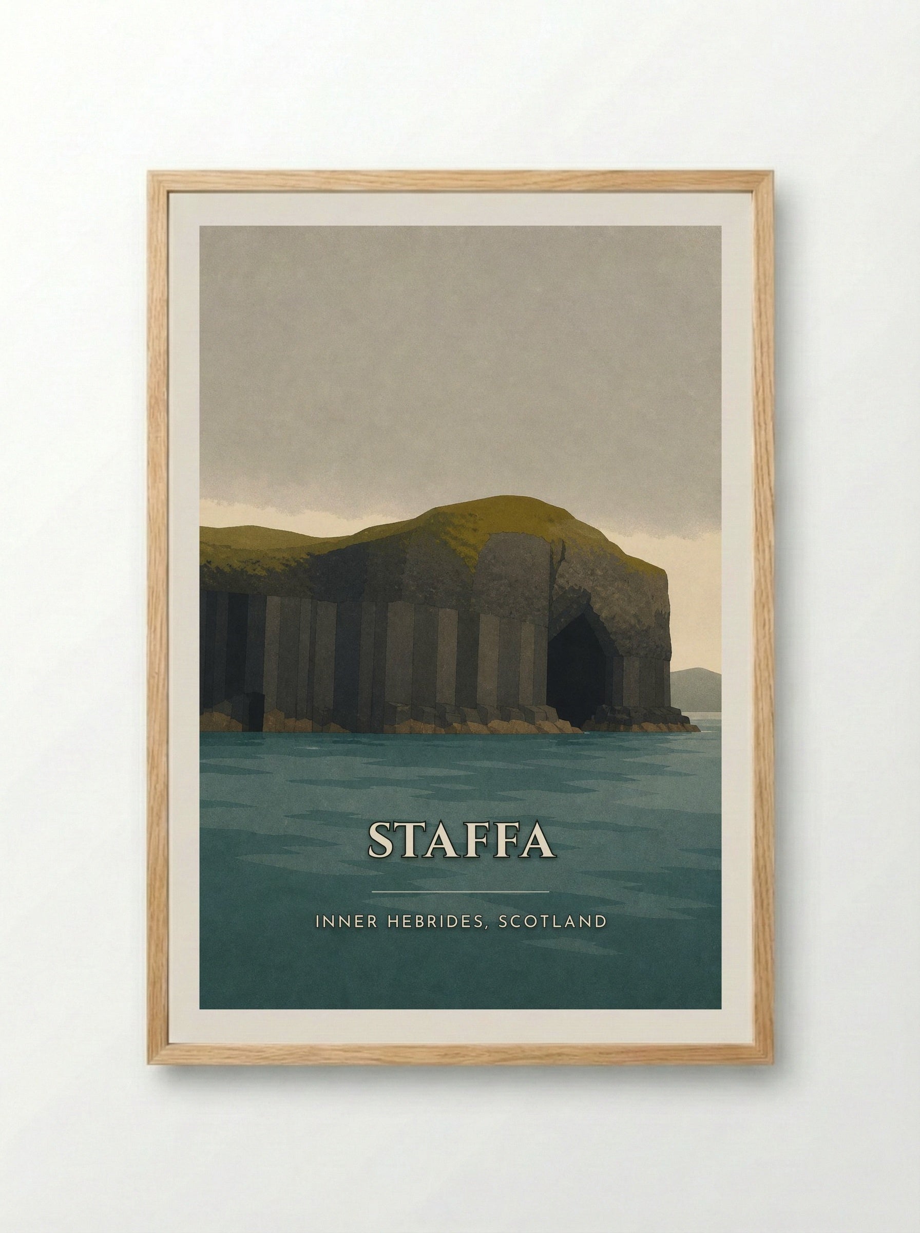 Staffa Travel Poster Artwork - Framed Print Wood