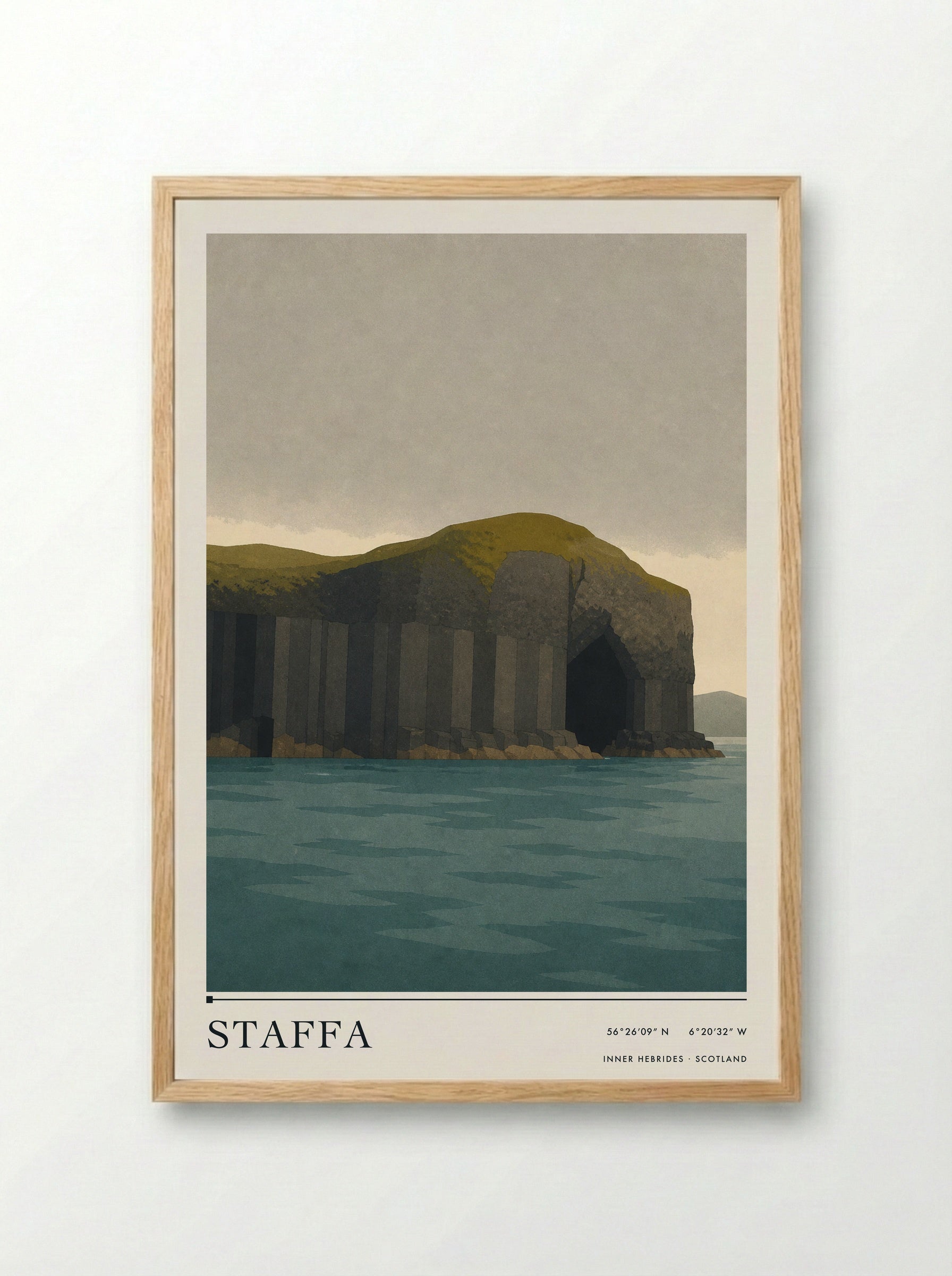 Staffa Travel Poster Artwork - Framed Print Wood