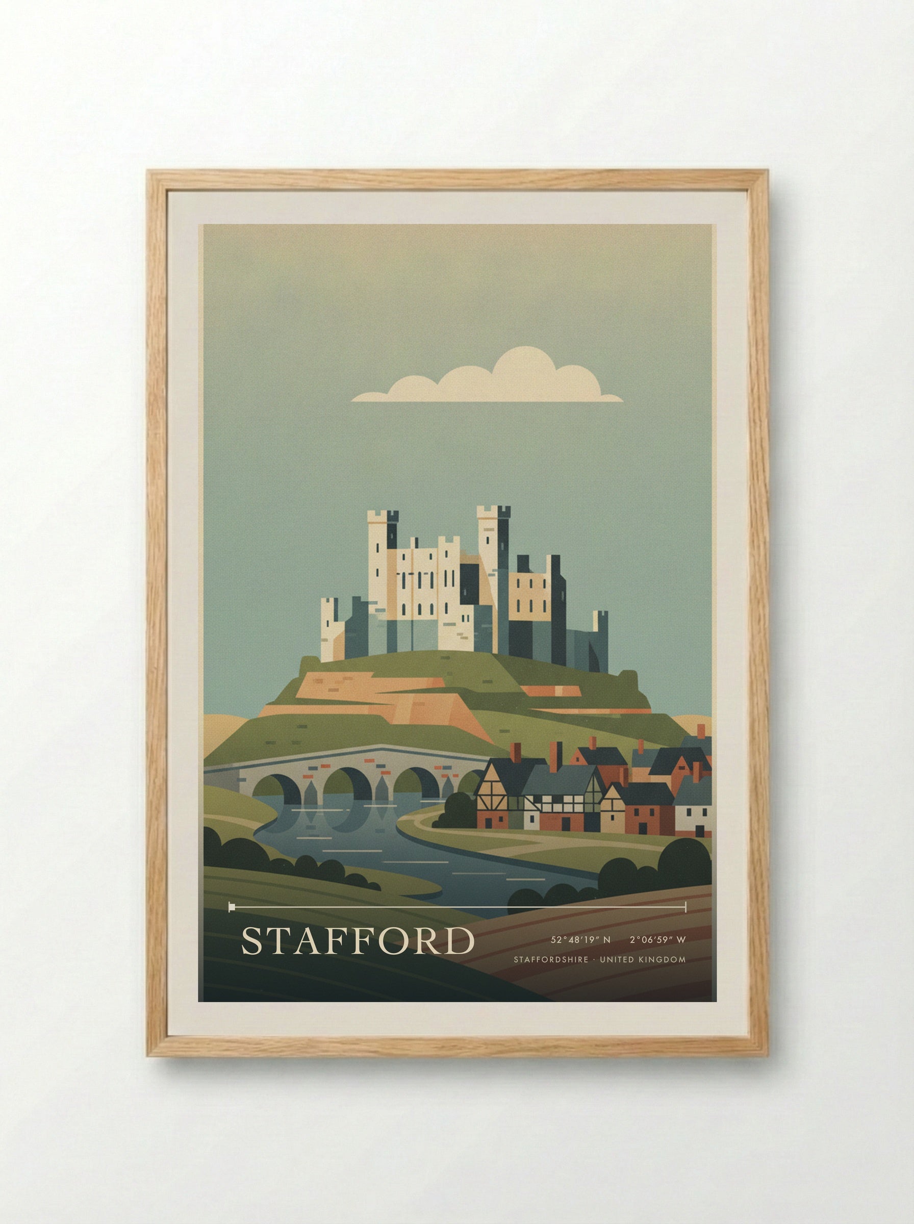Stafford Staffordshire United Kingdom Travel Poster - Framed Print Wood