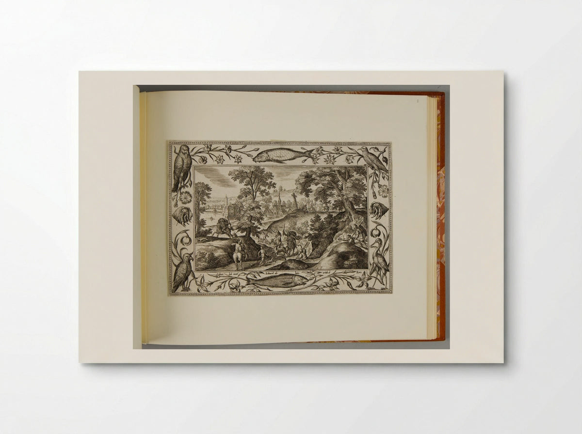 Stag Hunt, with Fish, Eagle, Hermit Crab, and Stork - Adriaen Collaert - Poster