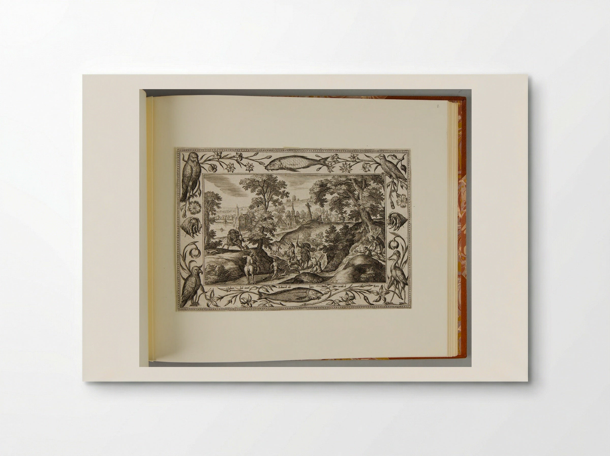 Stag Hunt, with Fish, Eagle, Hermit Crab, and Stork - Adriaen Collaert - Poster
