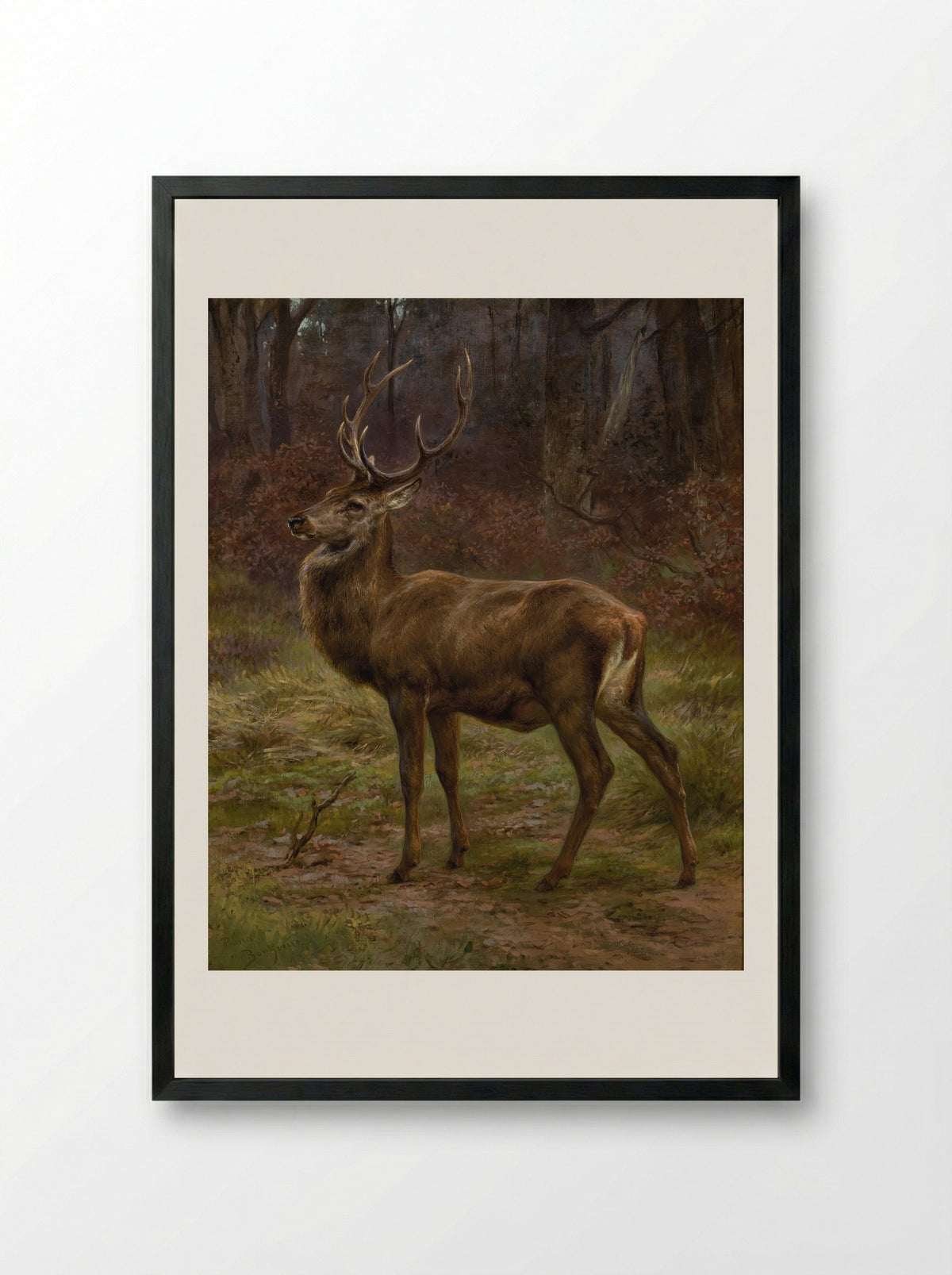 Stag in an Autumn Landscape - Rosa Bonheur - Framed Print Black