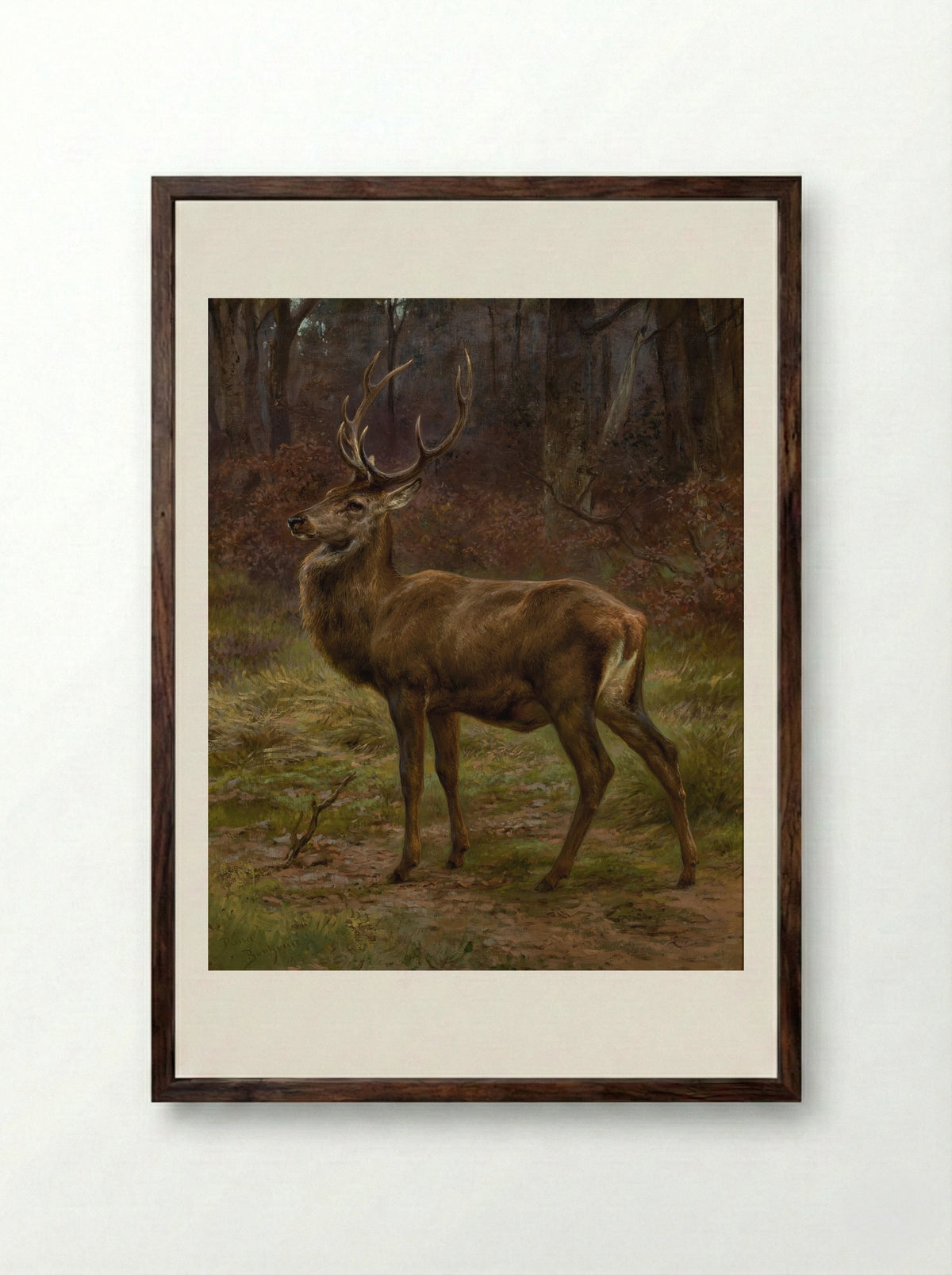 Stag in an Autumn Landscape - Rosa Bonheur - Framed Print Dark Wood