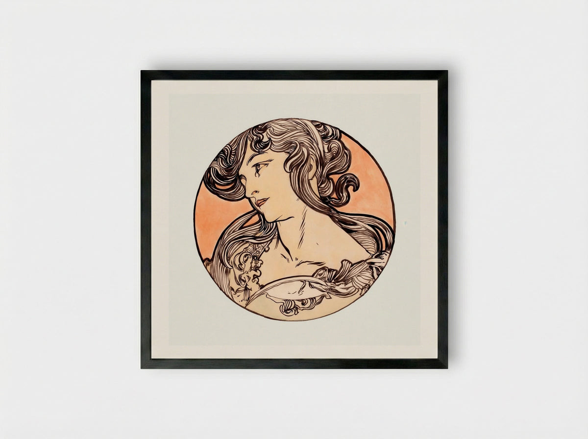Stained Glass Window Design for Fouquet Boutique - Alphonse Mucha - Framed Print Black