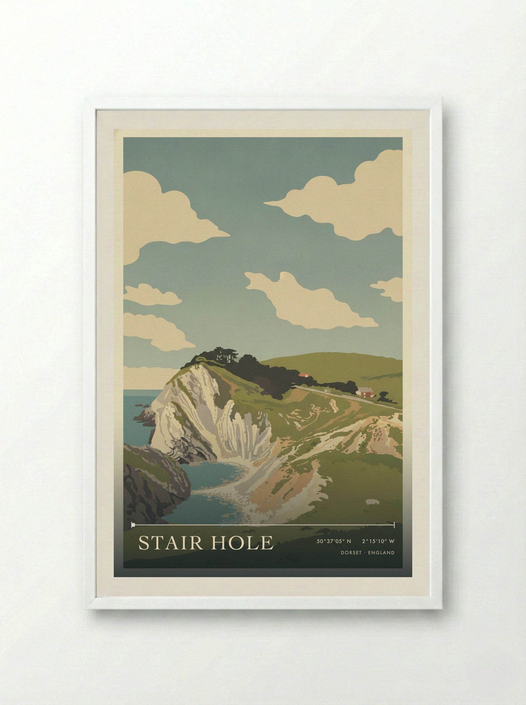 Stair Hole Dorset England Travel Poster - Framed Print White
