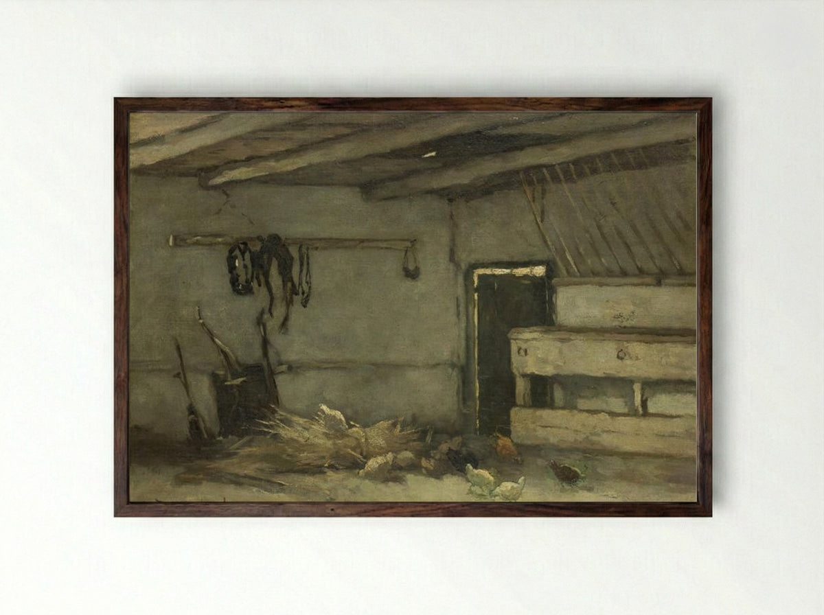 Stalinterieur - Johan Hendrik Weissenbruch - Framed Print Dark Wood