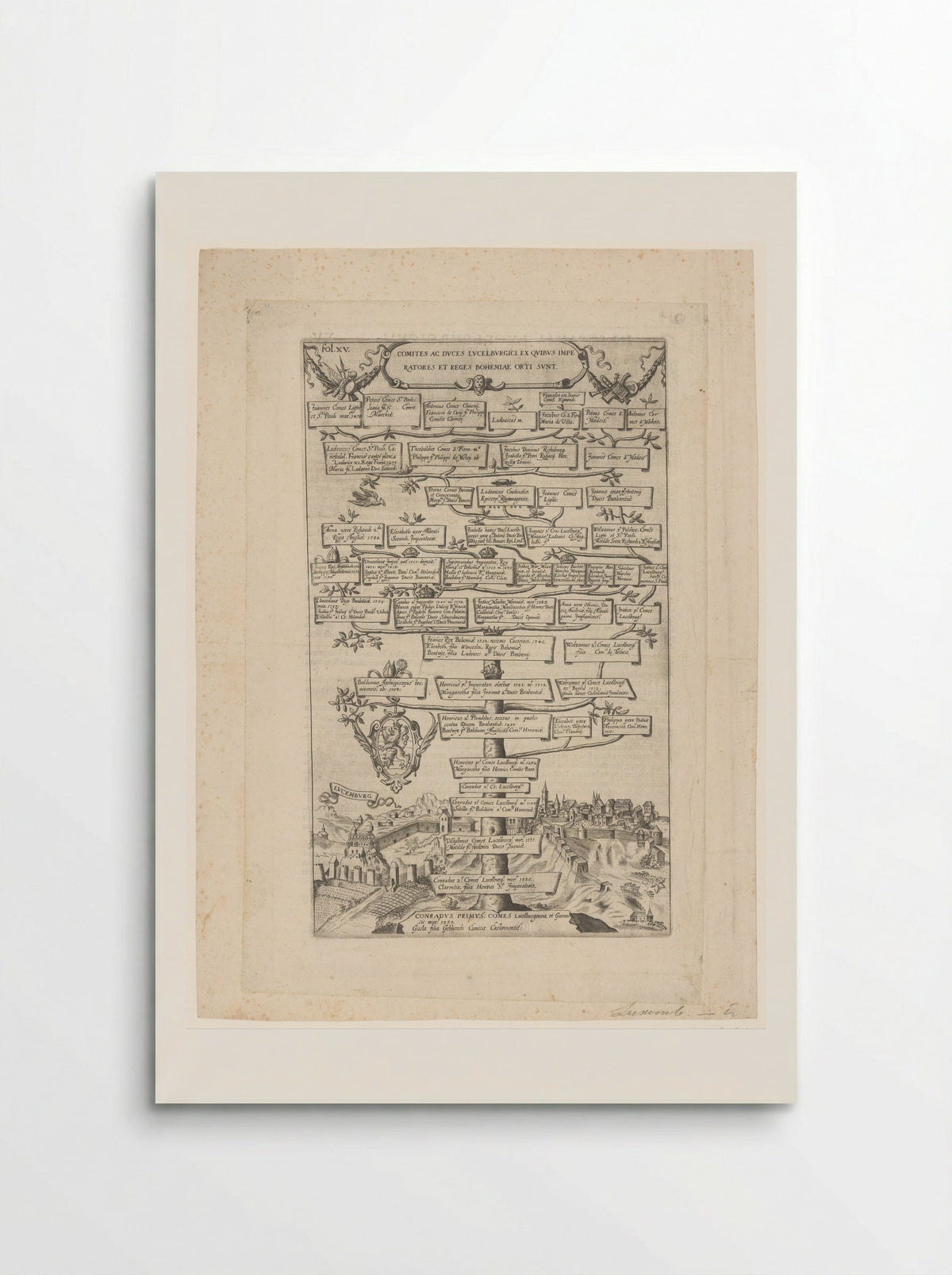 Stamboom van de graven en hertogen van Luxemburg, 1050-1476 - Dominicus Custos - Poster