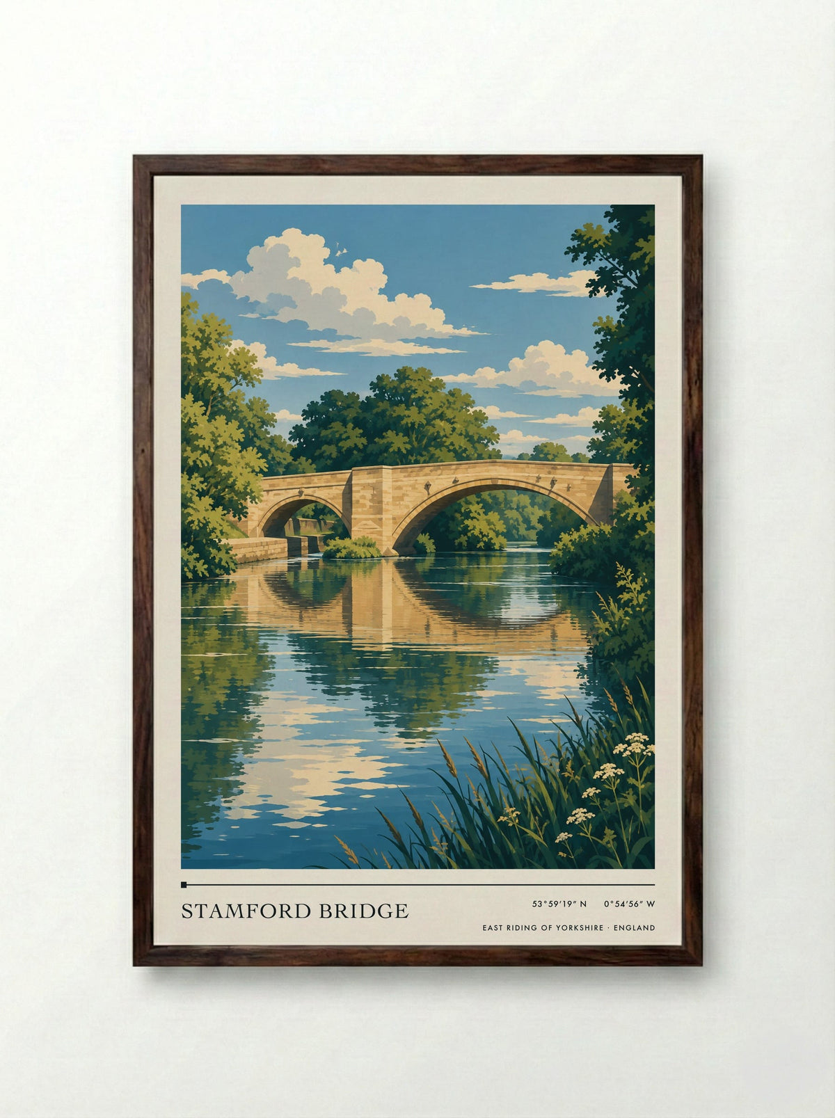 Stamford Bridge, East Riding of Yorkshire | Travel Poster - Framed Print Dark Wood