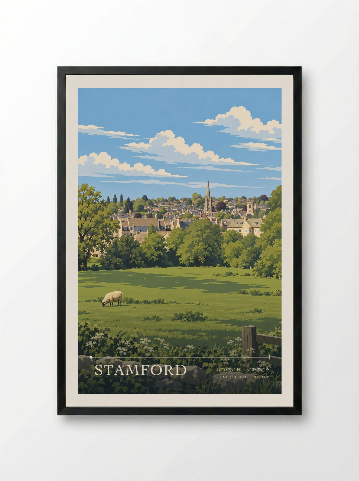 Stamford, Lincolnshire | Travel Poster - Framed Print Black