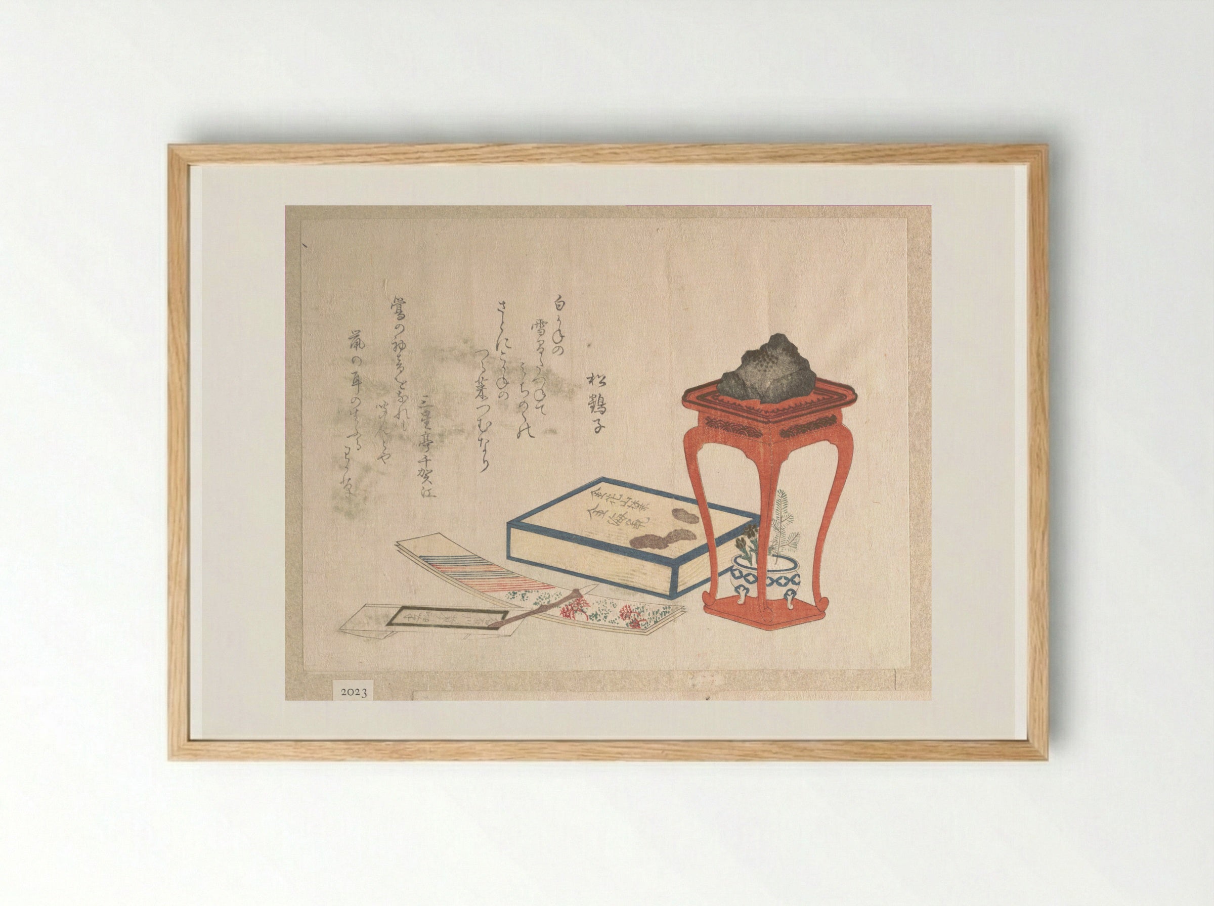 Stand, Box and Writing-Paper - Ryūryūkyo Shinsai - Framed Print Wood
