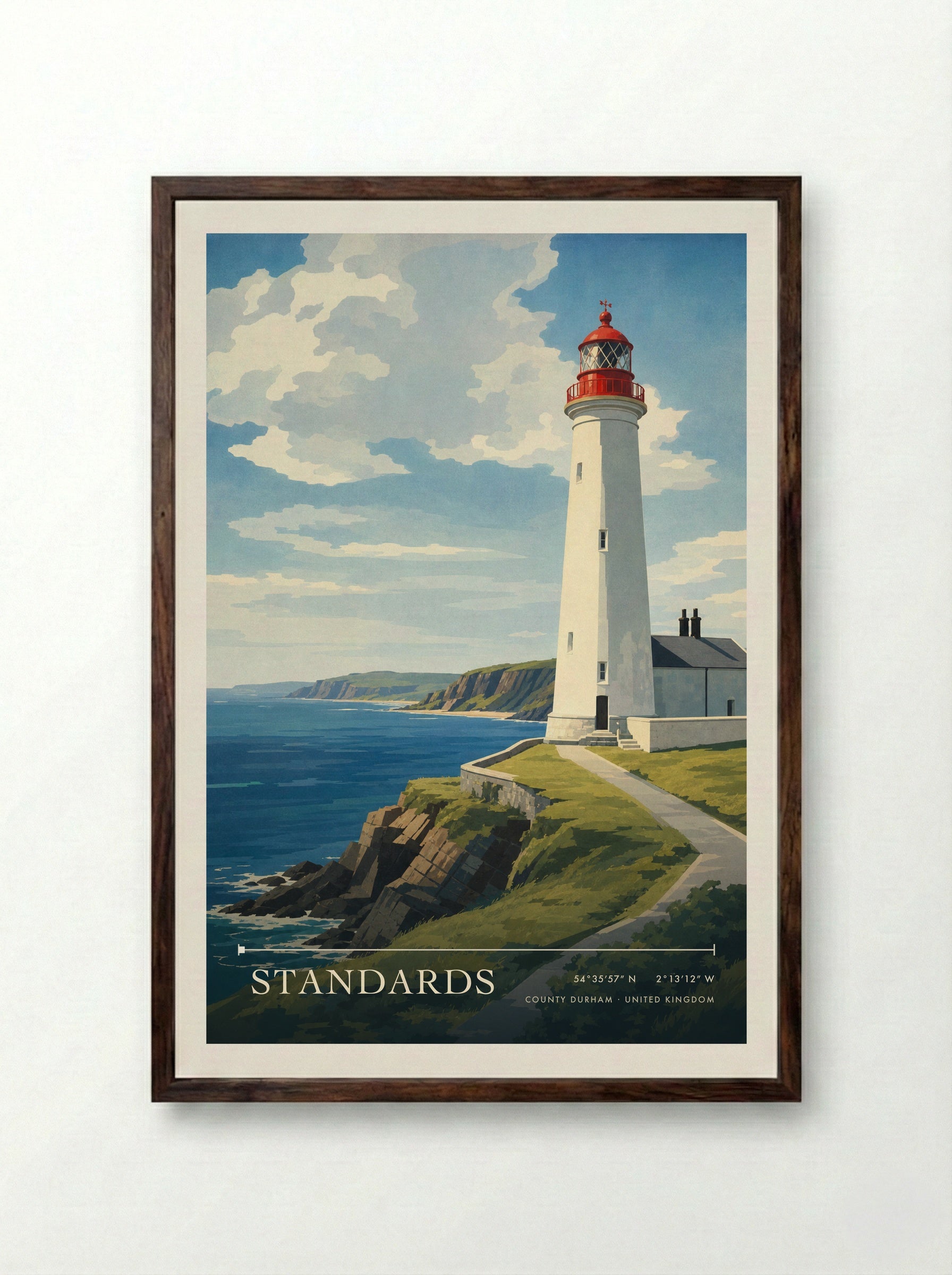 Standards County Durham United Kingdom Travel Poster - Framed Print Dark Wood