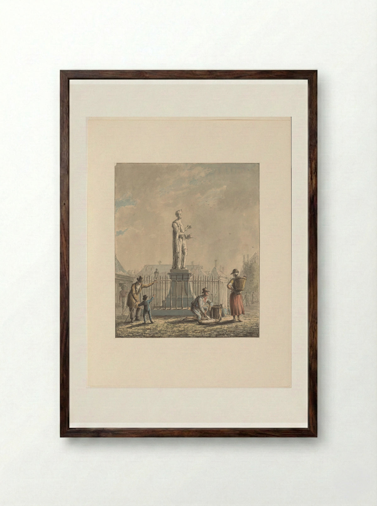 Standbeeld van Laurens Jansz. Coster te Haarlem - Johannes Jelgerhuis - Framed Print Dark Wood