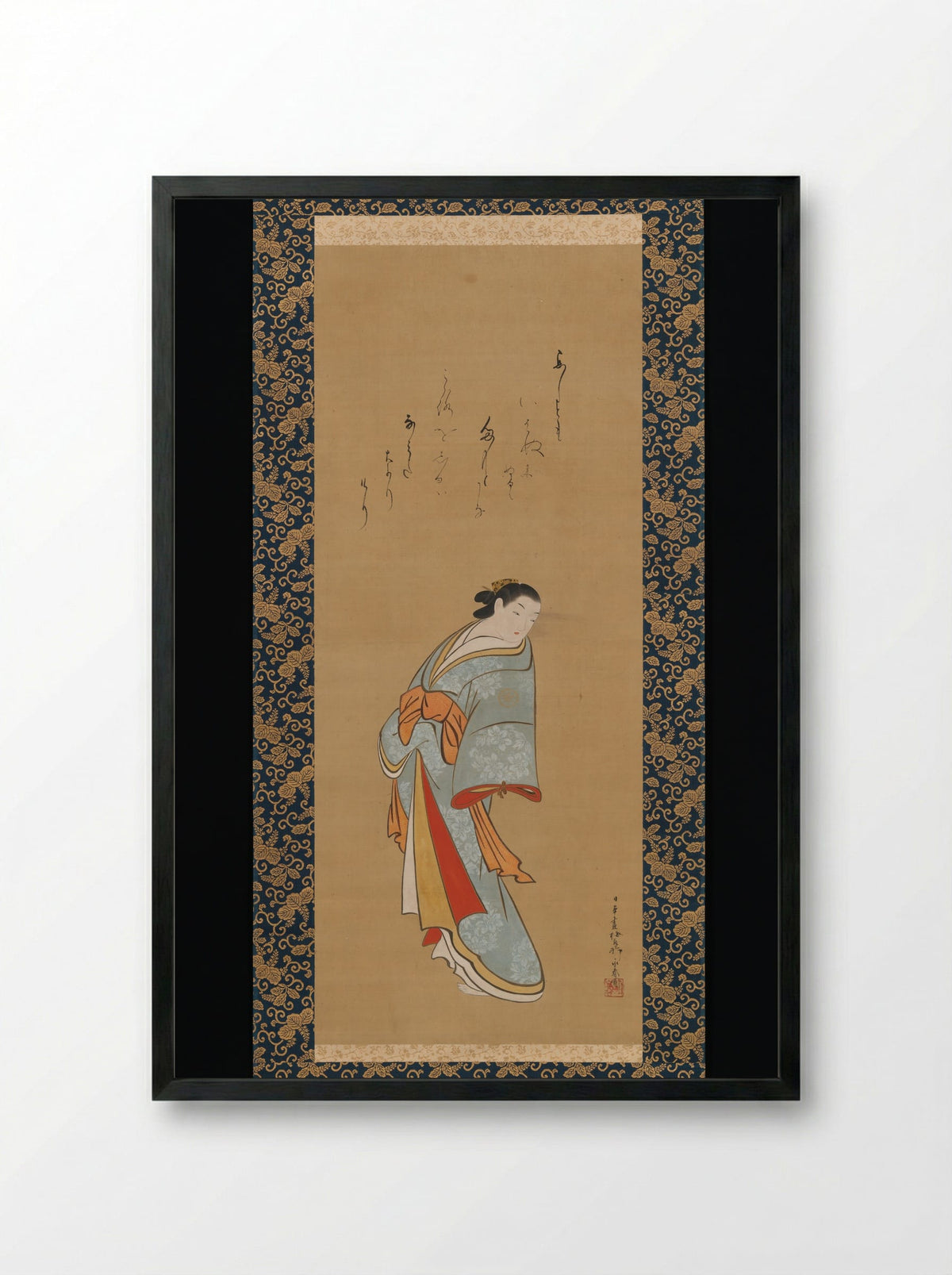 Standing Courtesan - Baiōken Eishun - Framed Print Black