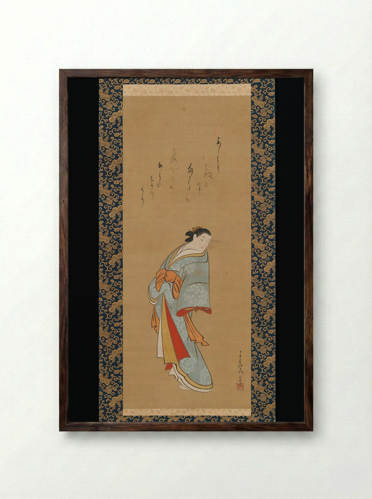 Standing Courtesan - Baiōken Eishun - Framed Print Dark Wood