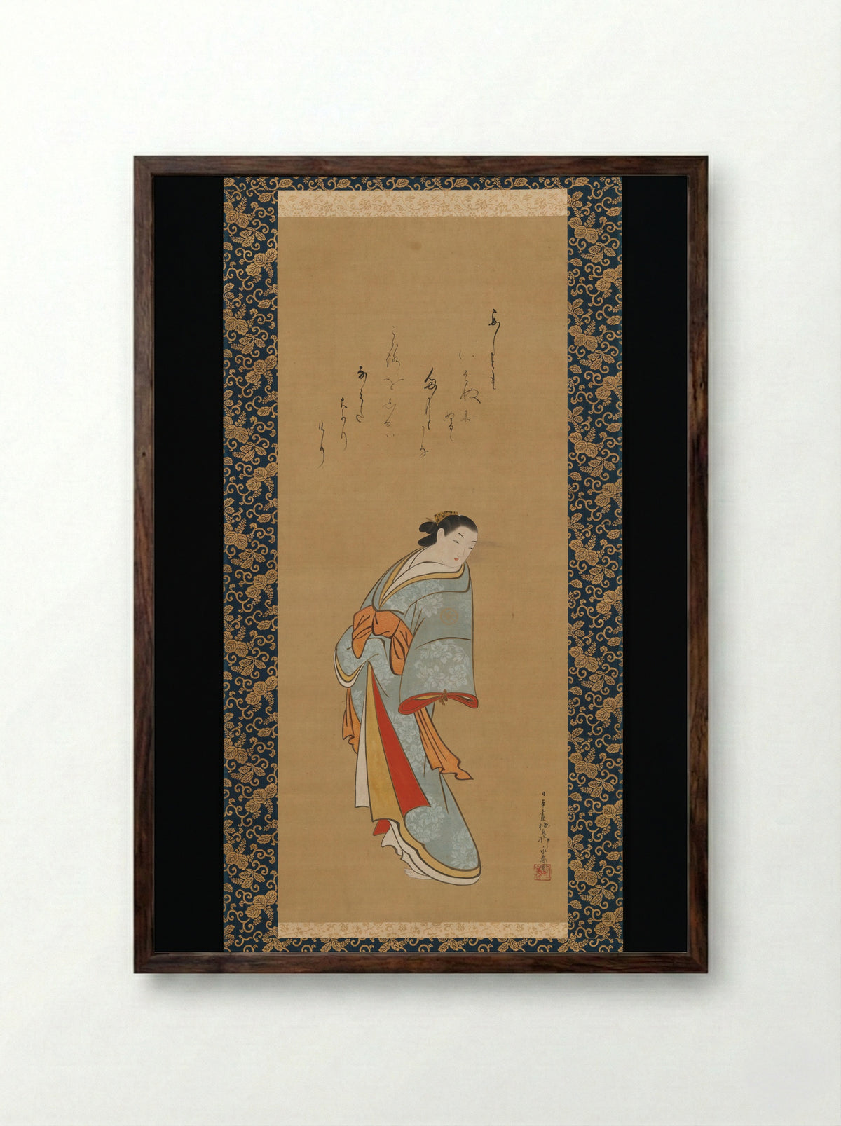 Standing Courtesan - Baiōken Eishun - Framed Print Dark Wood