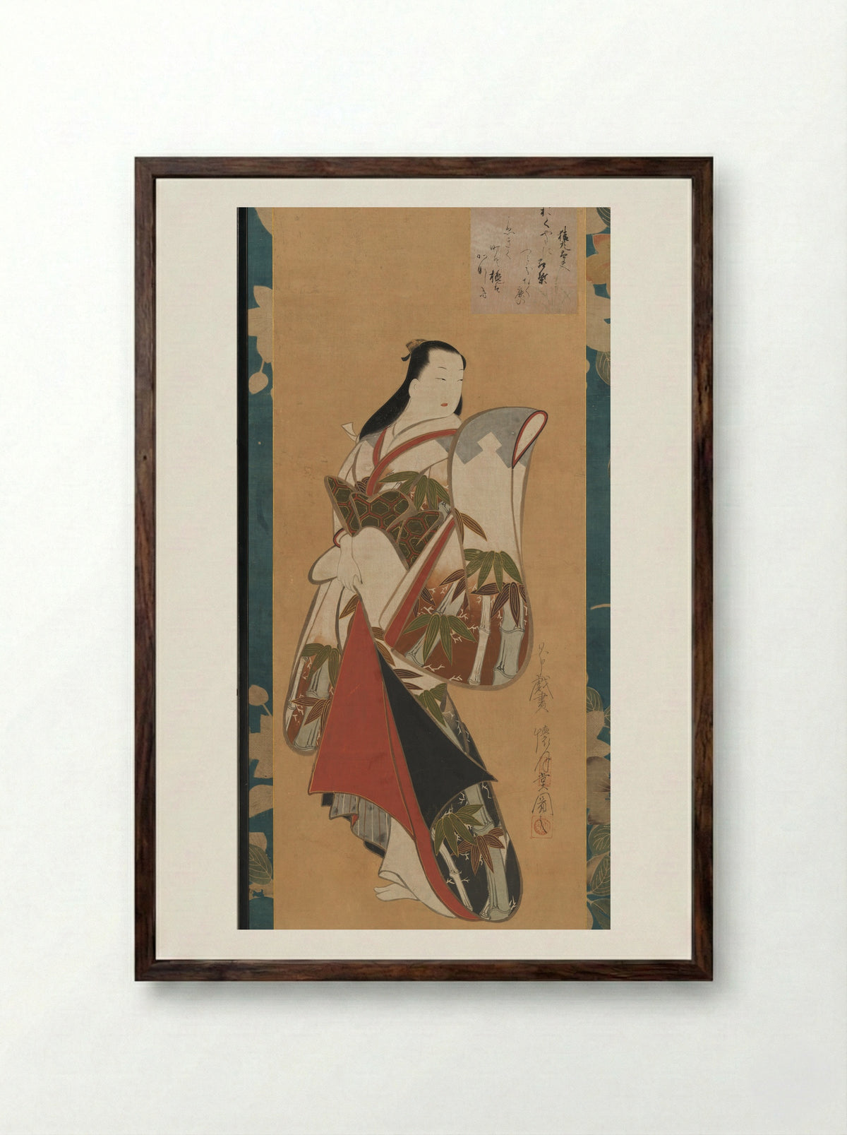 Standing Courtesan - Kaigetsudō Ando - Framed Print Dark Wood