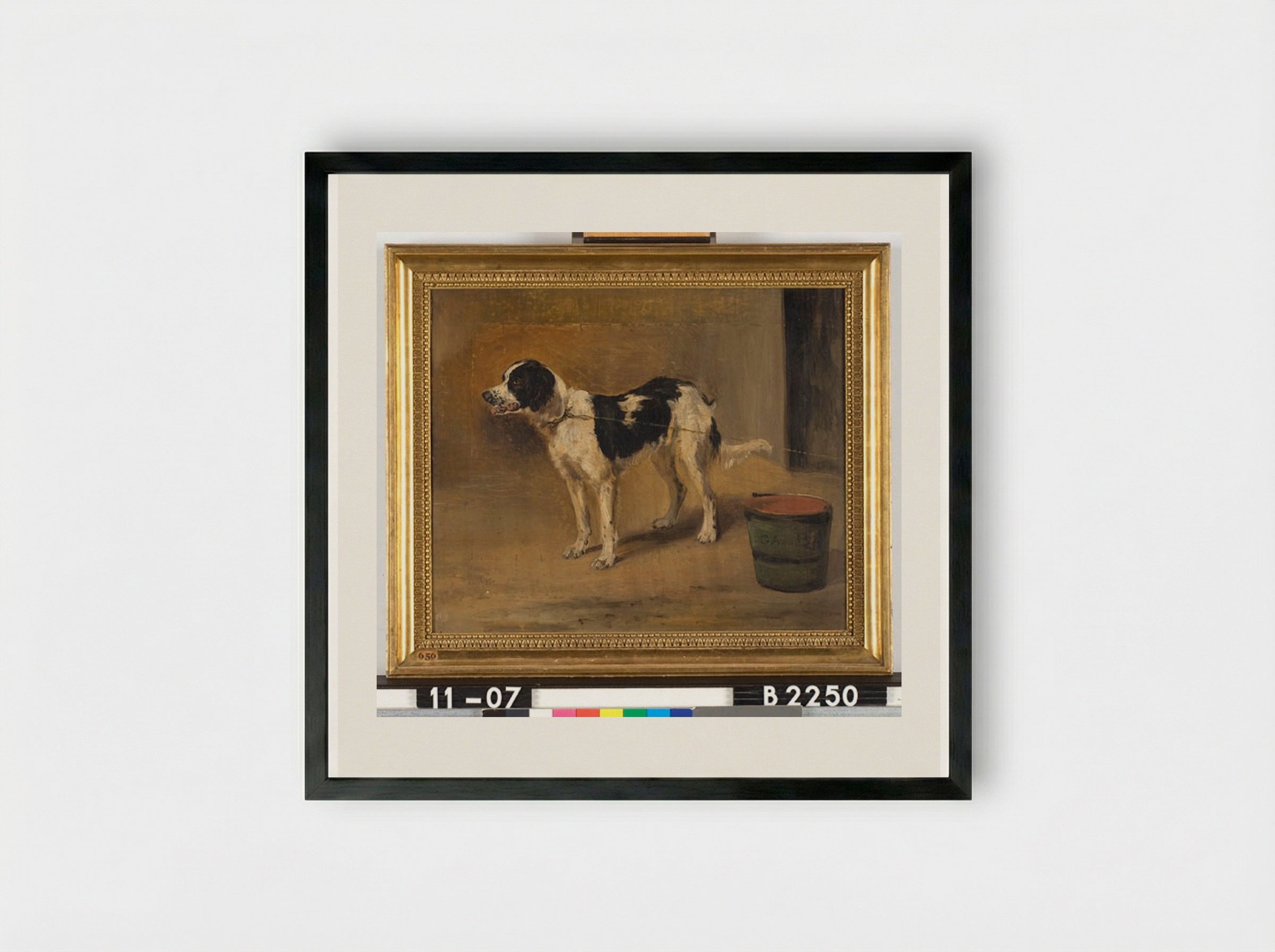 Standing Dog with Bucket - Guillaume Anne van der Brugghen - Framed Print Black