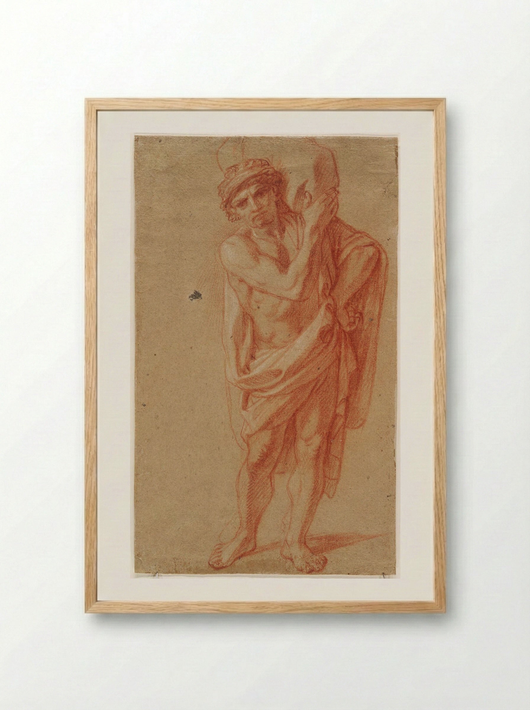 Standing Draped Man Carrying a Large Bundle on His Shoulder - François Verdier - Framed Print Wood