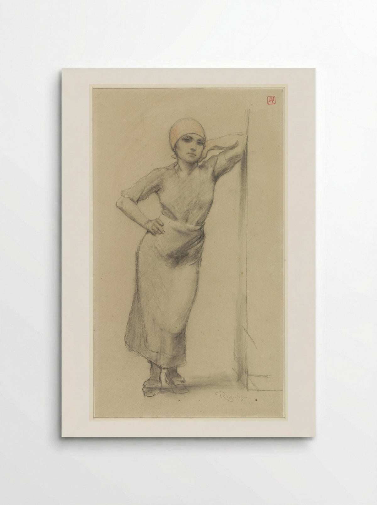 Standing Factory Girl Leaning Against a Doorpost - Armand Rassenfosse - Poster