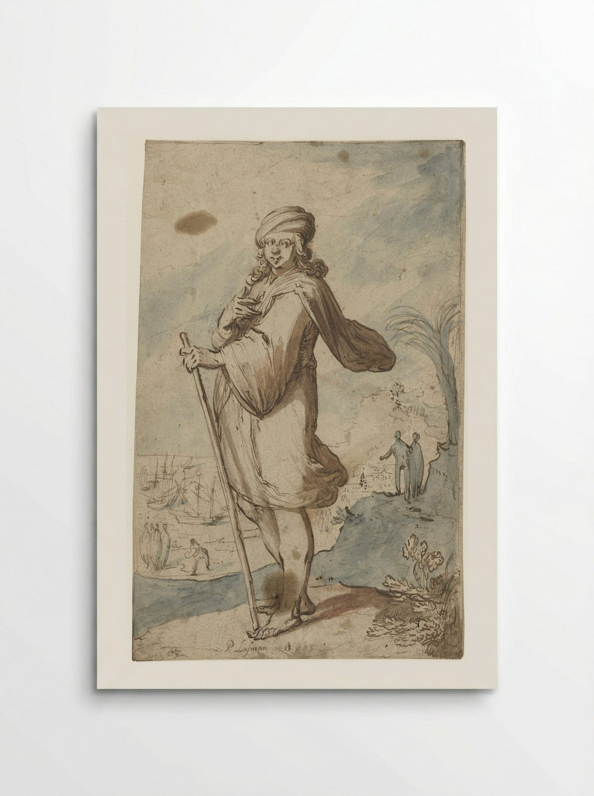 Standing Figure with Turban, Seen from the Side - Pieter Lastman - Poster