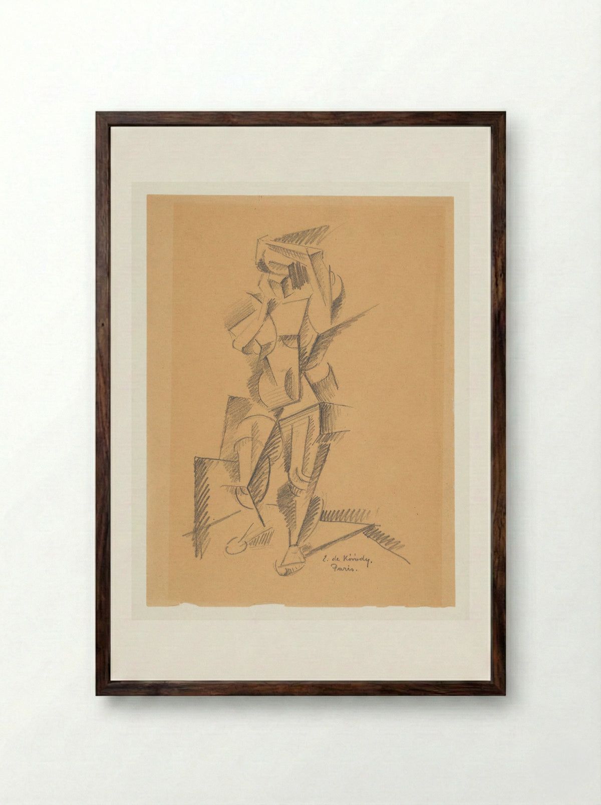 Standing Figure - Elemér de Kóródy - Framed Print Dark Wood